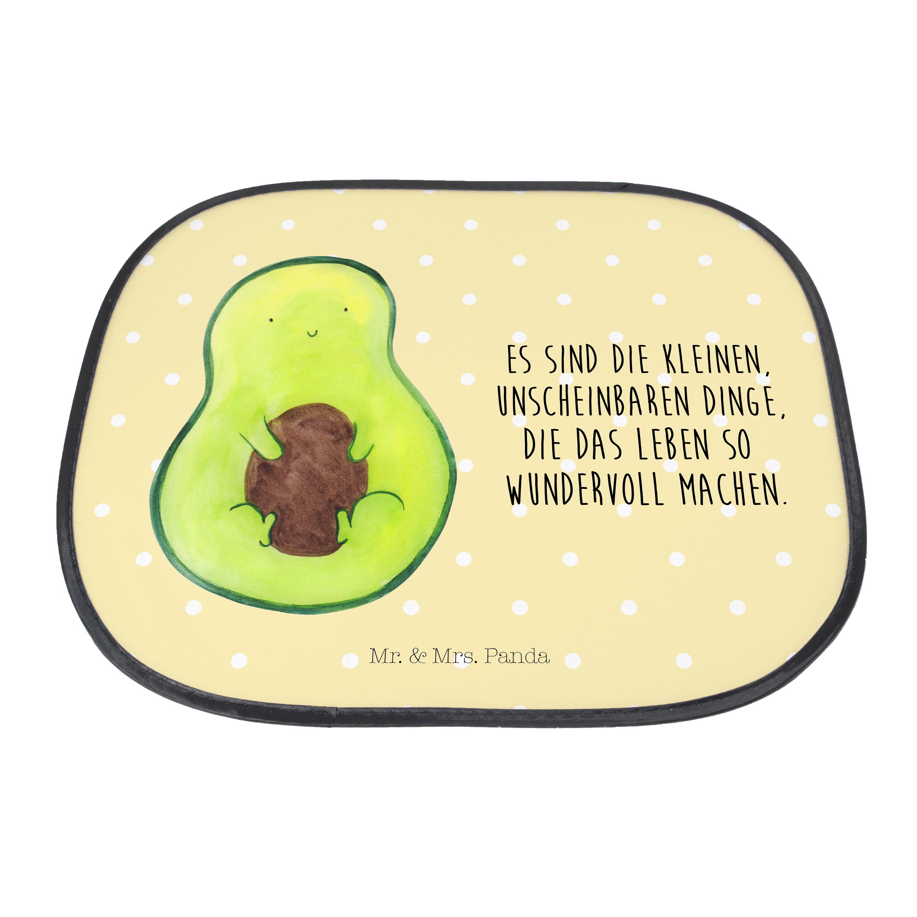 Sonnenschutz Avocado mit Kern - Geschenk, Gelb - Mr. Mrs. Panda, & Sonnenblende, Seidenmatt glücklich, Pastell