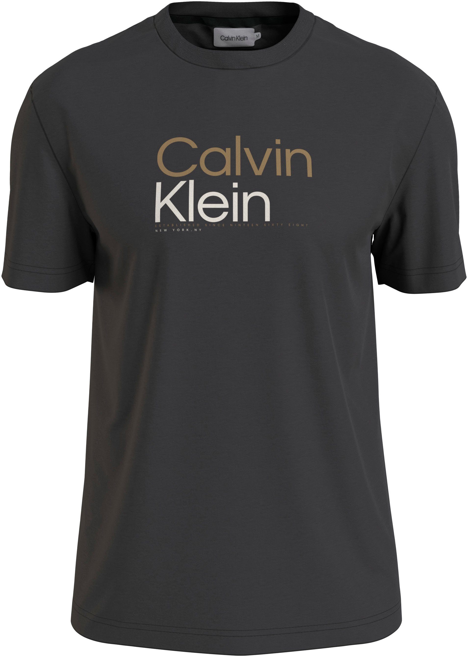 T-SHIRT COLOR T-Shirt mit LOGO BT_MULTI Calvin Ck Black Klein Markenlabel Big&Tall