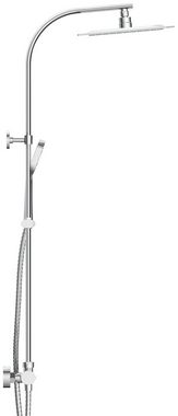 welltime Duschsystem Turin, Höhe 115 cm, Überkopfbrauseset eckig mit Thermostat,30cm Kopfbrause mit Regendusche