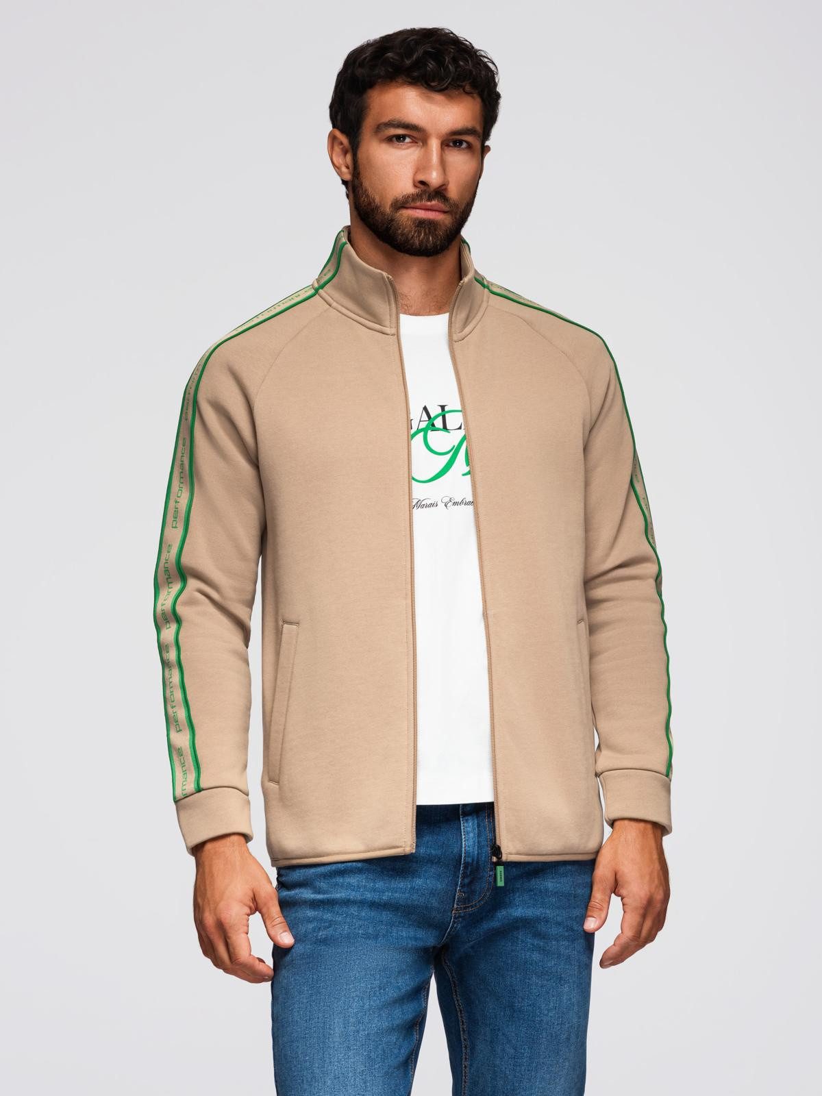 OMBRE Sweatjacke Herren-Sweatjacke mit Streifenbändern und hohem Stehkragen günstig online kaufen