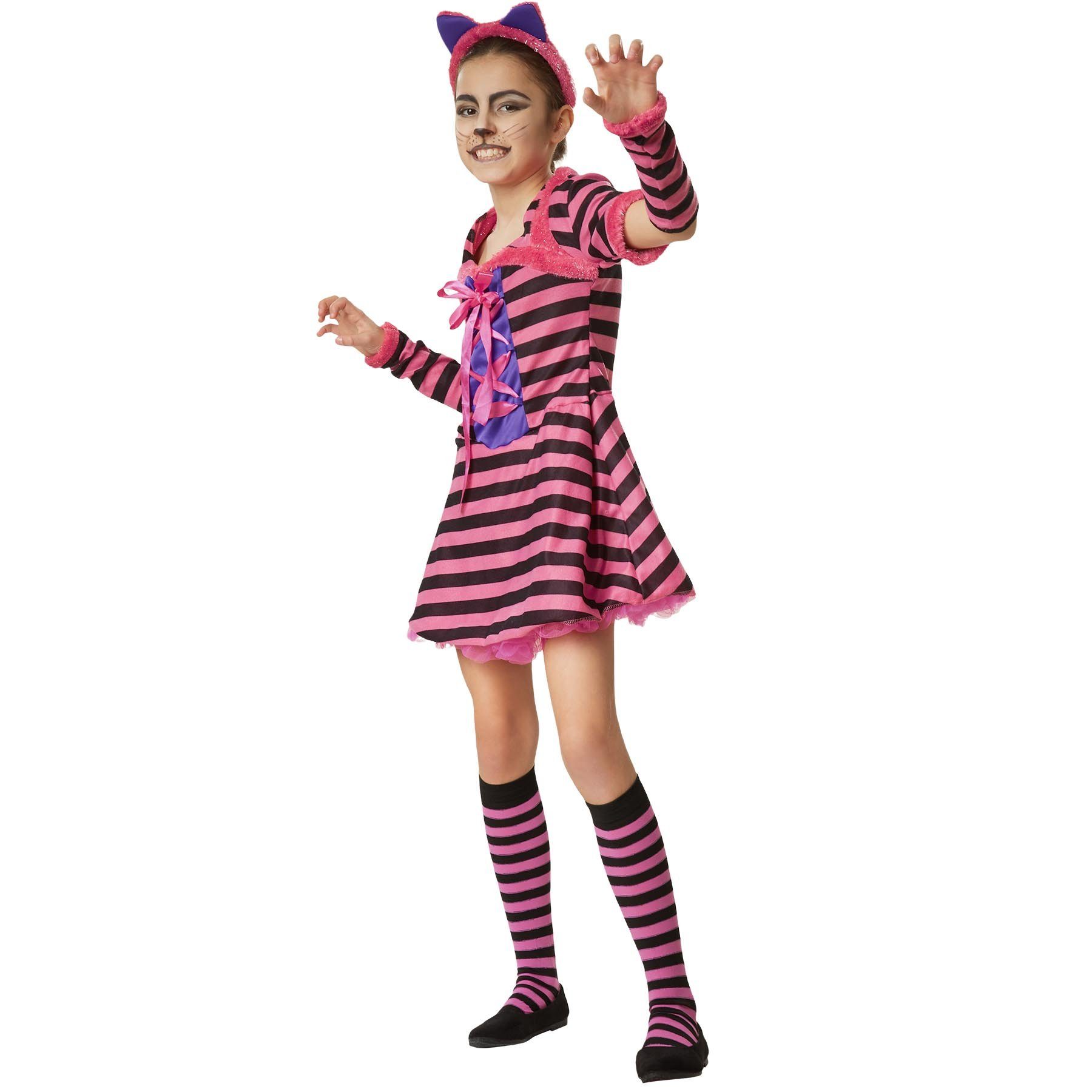 dressforfun Kostüm Kinderkostüm Galantes Grinsekätzchen, Schwarz-pink gestreiftes Katzenkostüm