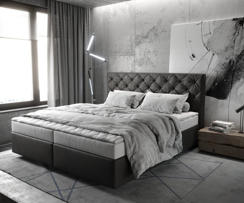DELIFE Boxspringbett Dream-Great, Anthrazit