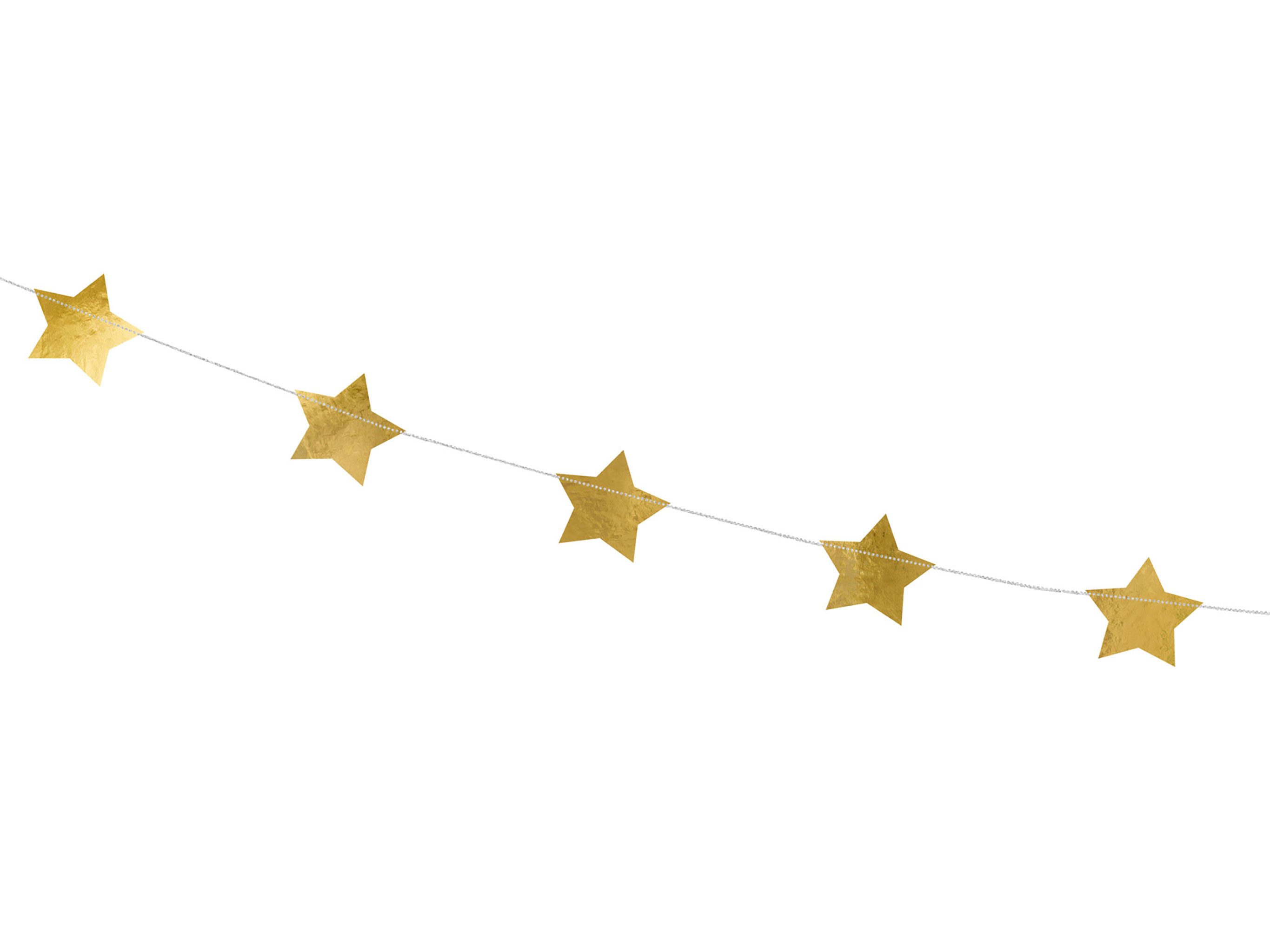 partydeco Girlande, Girlande Sterne 3,6m Gold