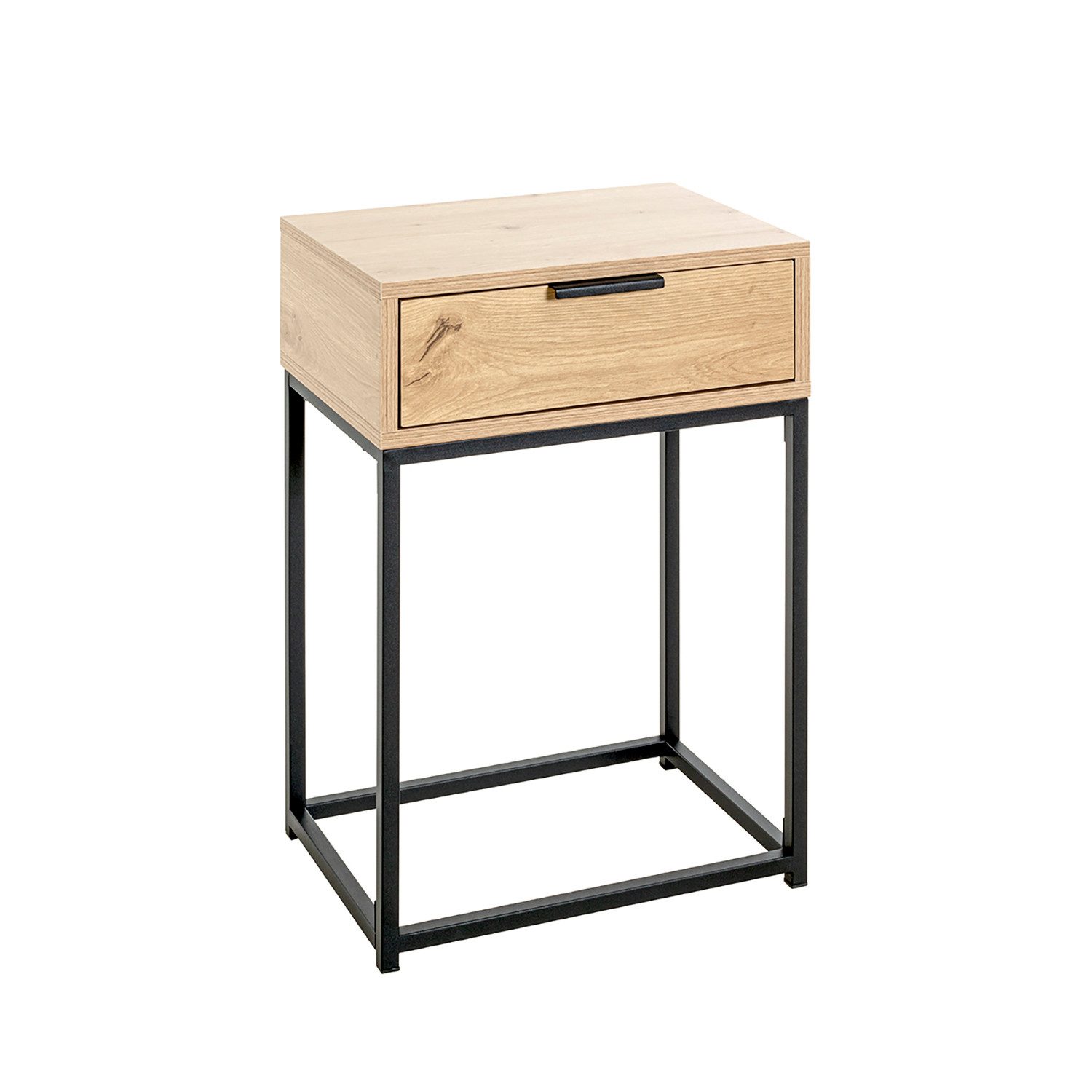 HAKU Konsolentisch Konsole - eiche-schwarz - Metall, Spanplatte - H. 60cm - Ablagetisch (1xKonsole, Beistelltisch - Schminktisch), Wandregal - Ablage - Konsolentisch - Sideboard