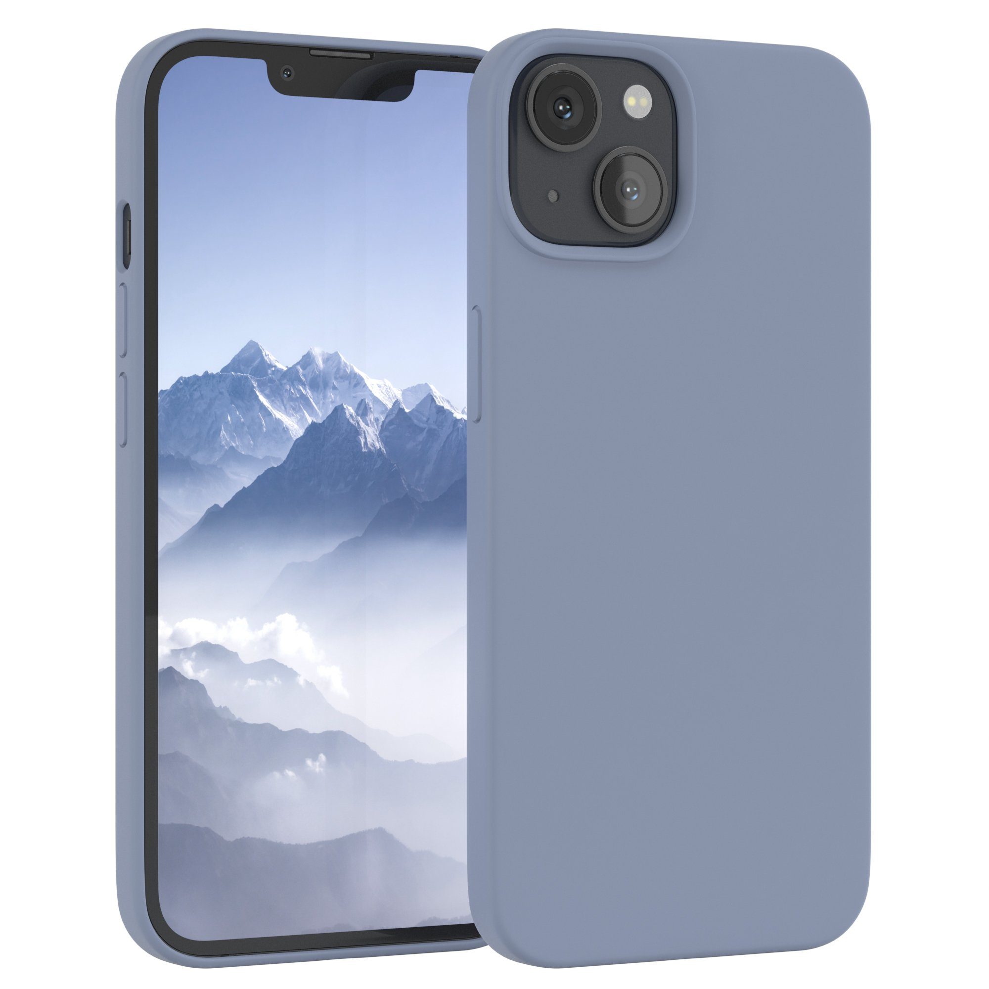 EAZY CASE Handyhülle Premium Silikon Case für Apple iPhone 13 6,1 Zoll, Hülle mit Kameraschutz Bumper Case stoßfest Handy Softcase Eis Blau