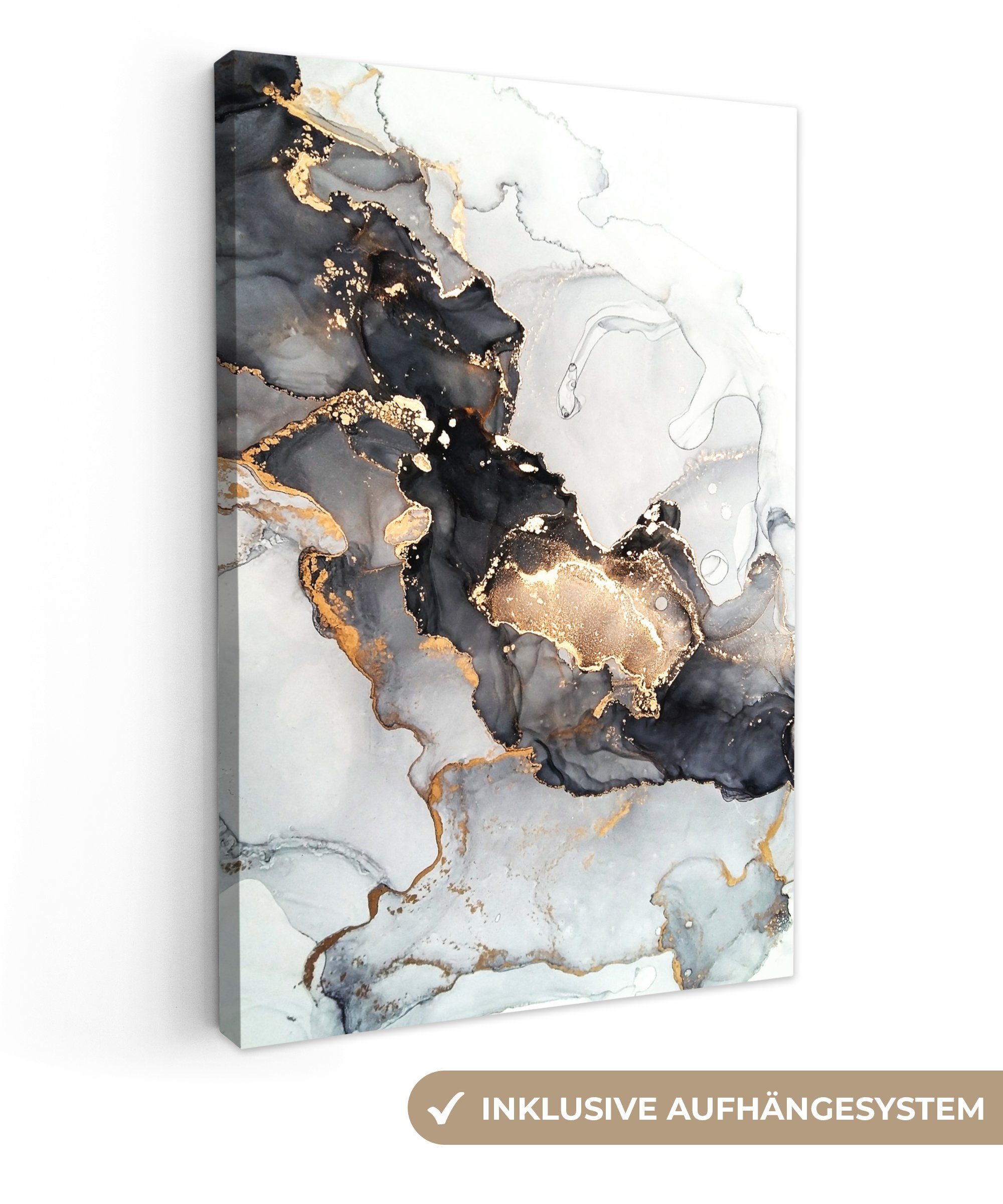 OneMillionCanvasses® Leinwandbild Marmor - Schwarz - günstig online kaufen
