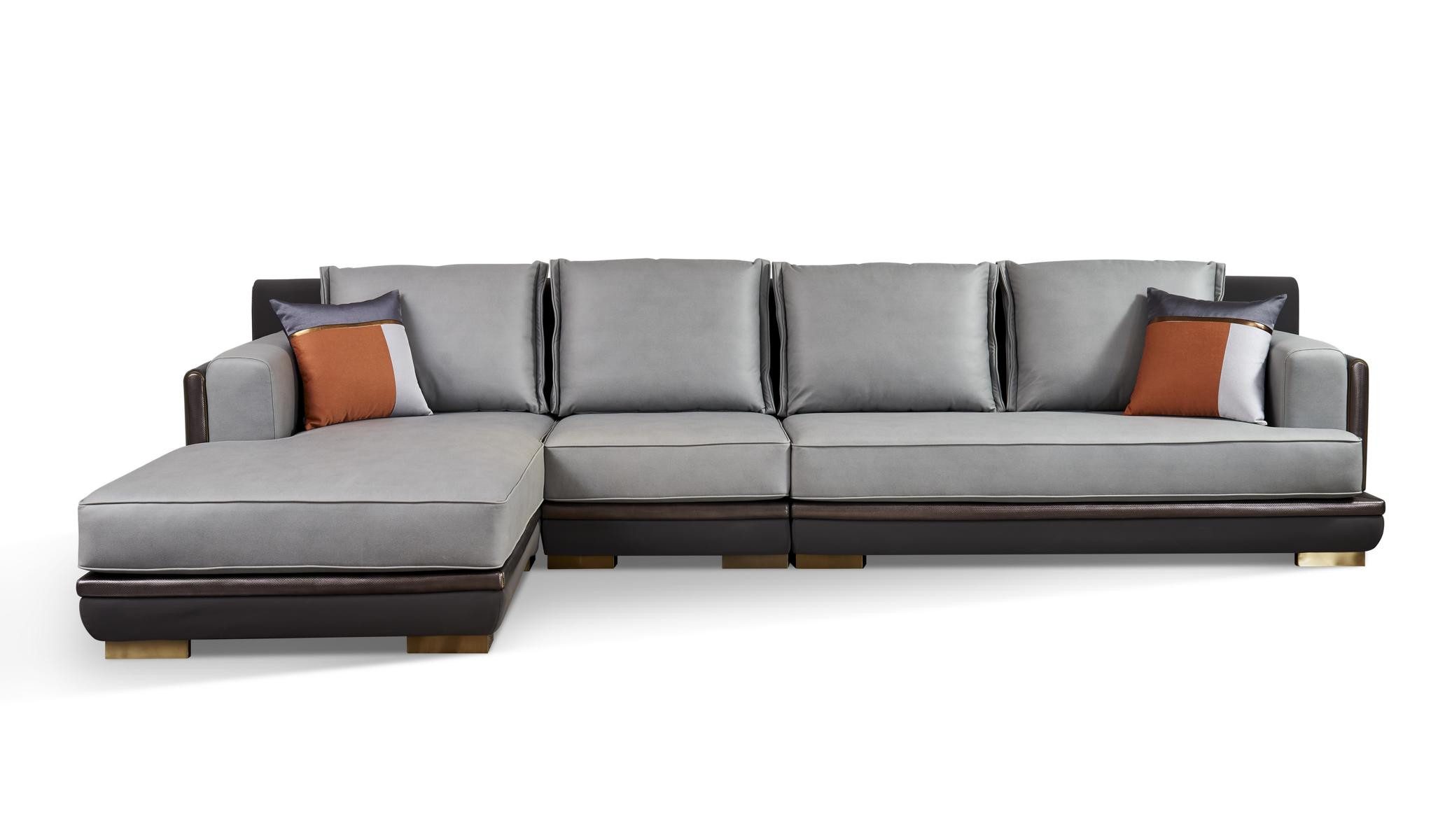Xlmoebel Ecksofa Elegantes Ledersofa in L-Form mit modernem Design und hohem Komfort, Hergestellt in Europa