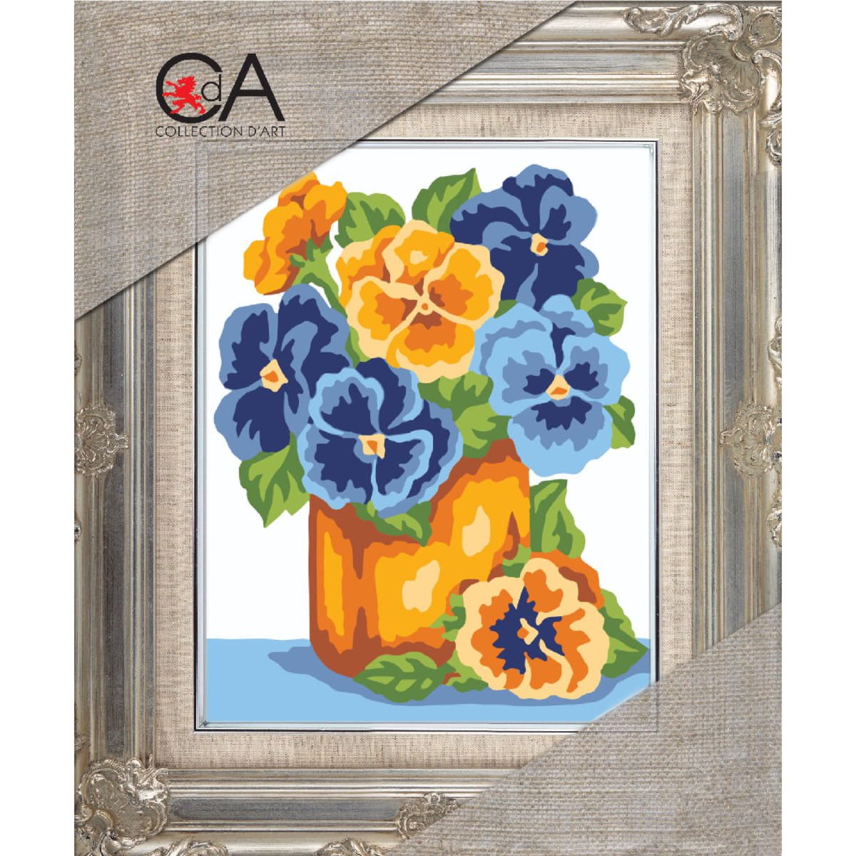 Collection D'art Kreativset CDA Halbkreuz Stickpackung "Vase mit Veilchen", bedruckt, 14x18cm..., (embroidery kit by Marussia)
