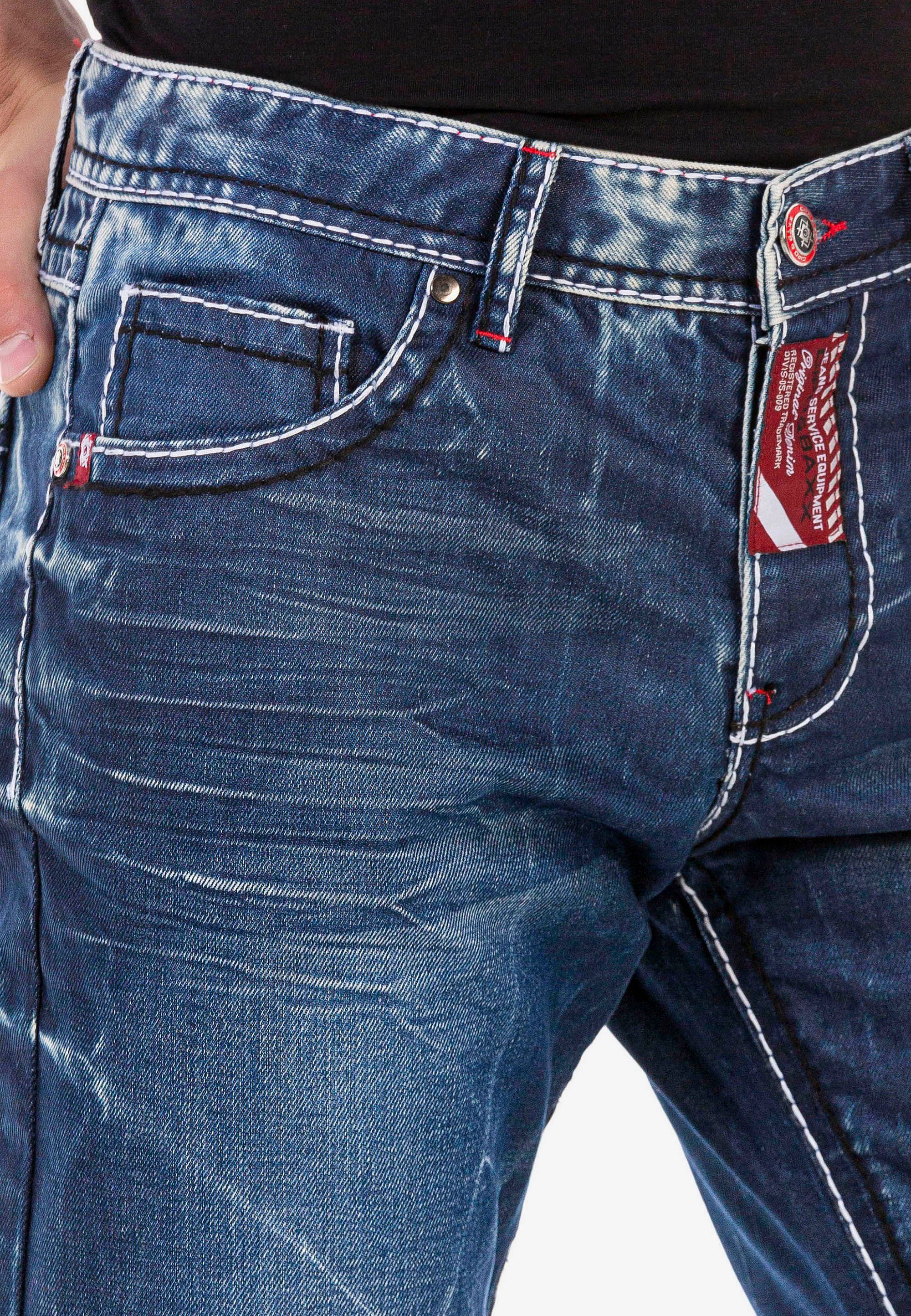 Cipo mit Waschung extravaganter Baxx Straight-Jeans &