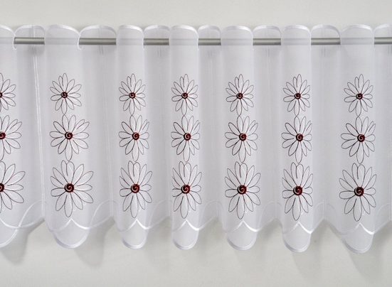 Scheibengardine »Blüten«, Stickereien Plauen, Durchzuglöcher (1 Stück), veredelt mit echter Plauener Spitze Stickerei