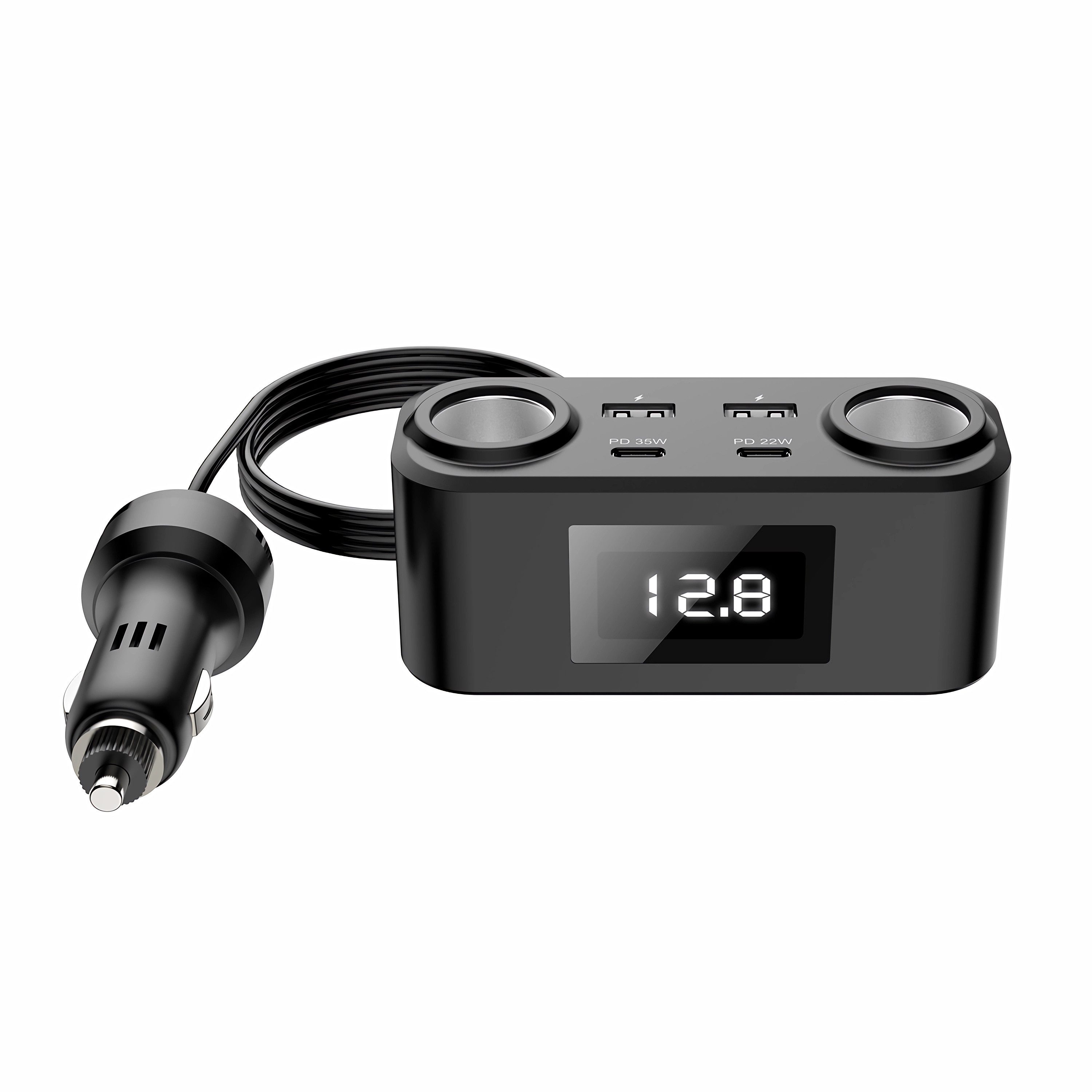 Bolwins N54C 12V /24V Zigarettenanzünder Auto Ladegerät mit 2x USB 2x Typ-C PD KFZ-Netzteil (100W Schnellladegerät QC3.0 & USB-C PD Schnellladung) – Bild 2 von 5