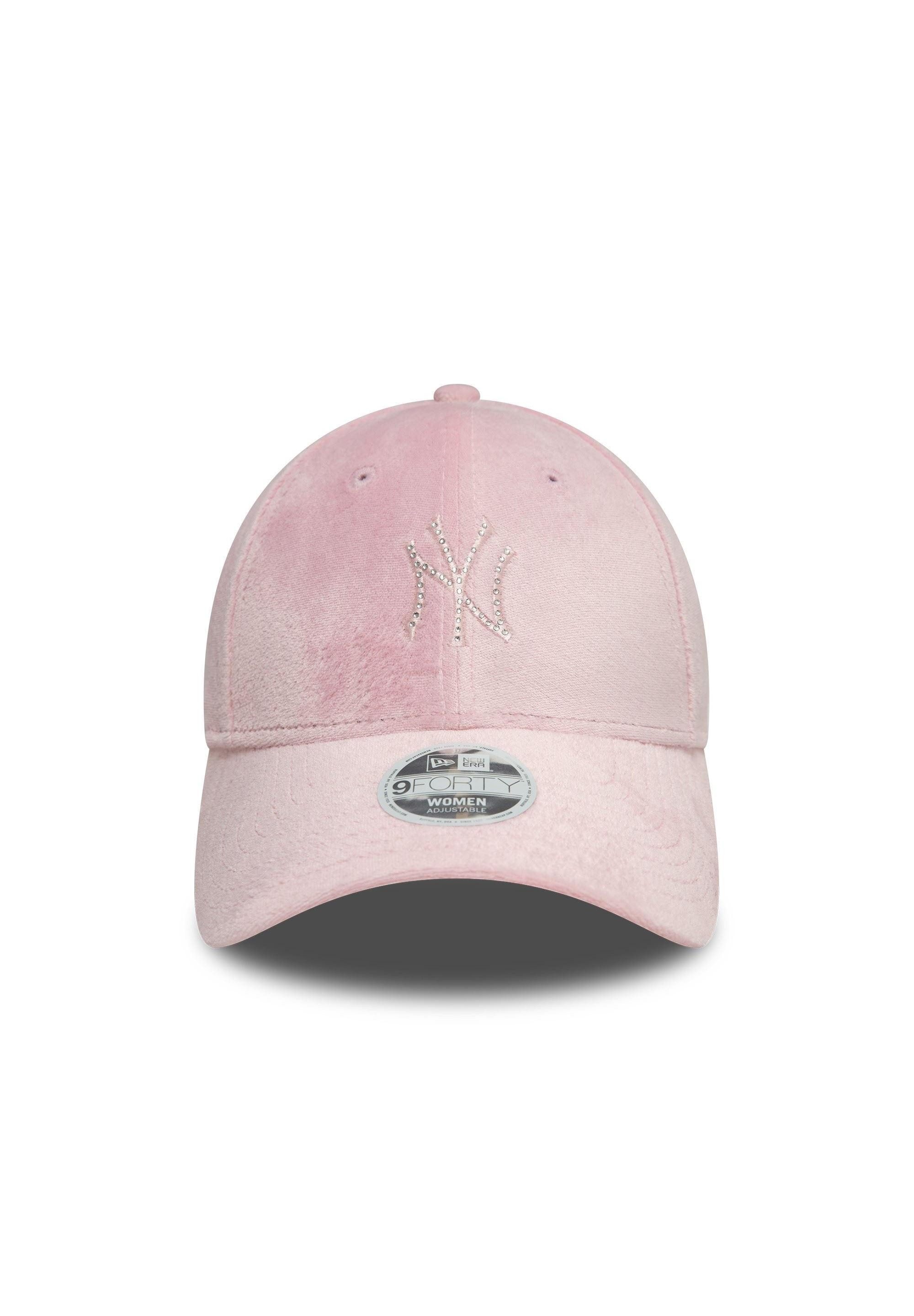 New Era Baseball Cap New York Yankees MLB Womens Diamante Velour Rosa 9Forty Verstellbare D (1-St)