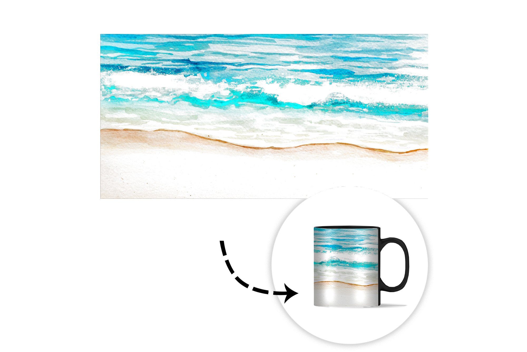 Teetasse, MuchoWow Strand - Golf - Kaffeetassen, Zaubertasse, Meer, Farbwechsel, Keramik, Tasse Geschenk