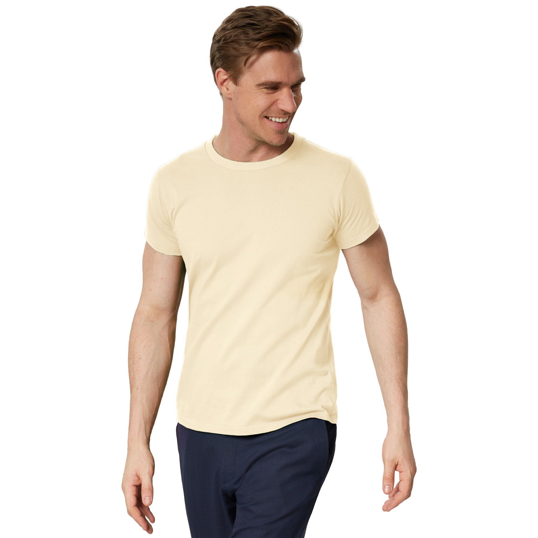T-Shirt Rundhals beige Männer dressforfun T-Shirt
