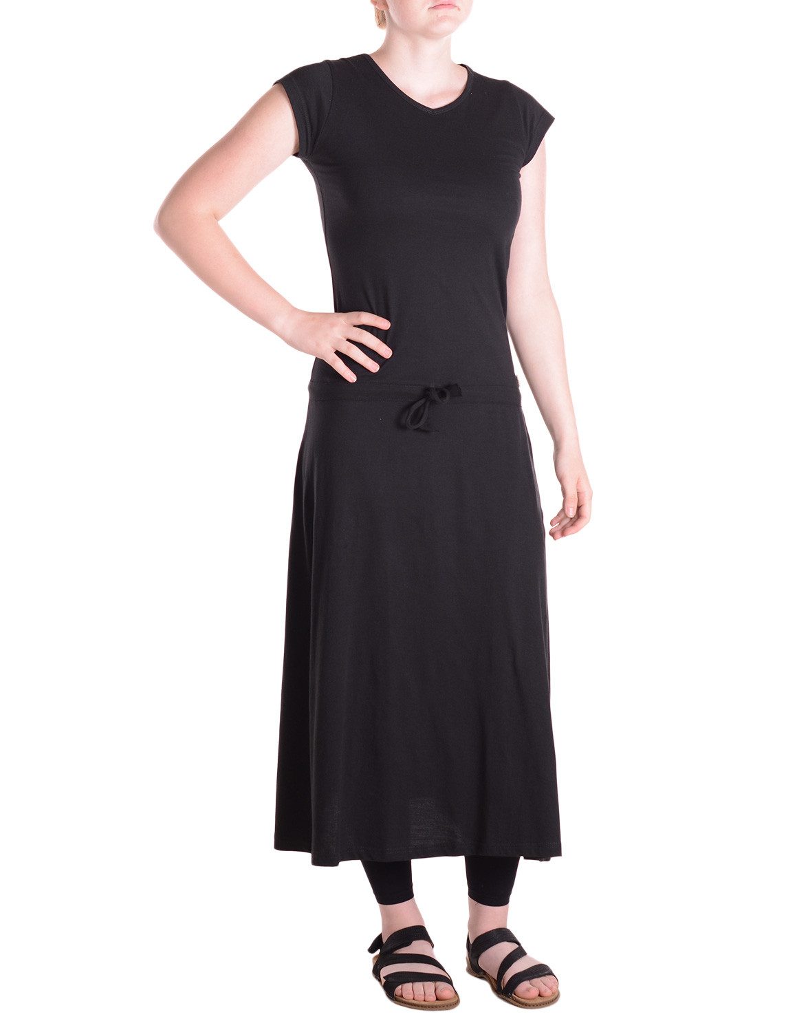 Vishes Maxikleid Langes einfaches Basis Sommerkleid aus Jersey mit Tunnelzug Alternative Bekleidung, Ethno, Hippie, Retro Style