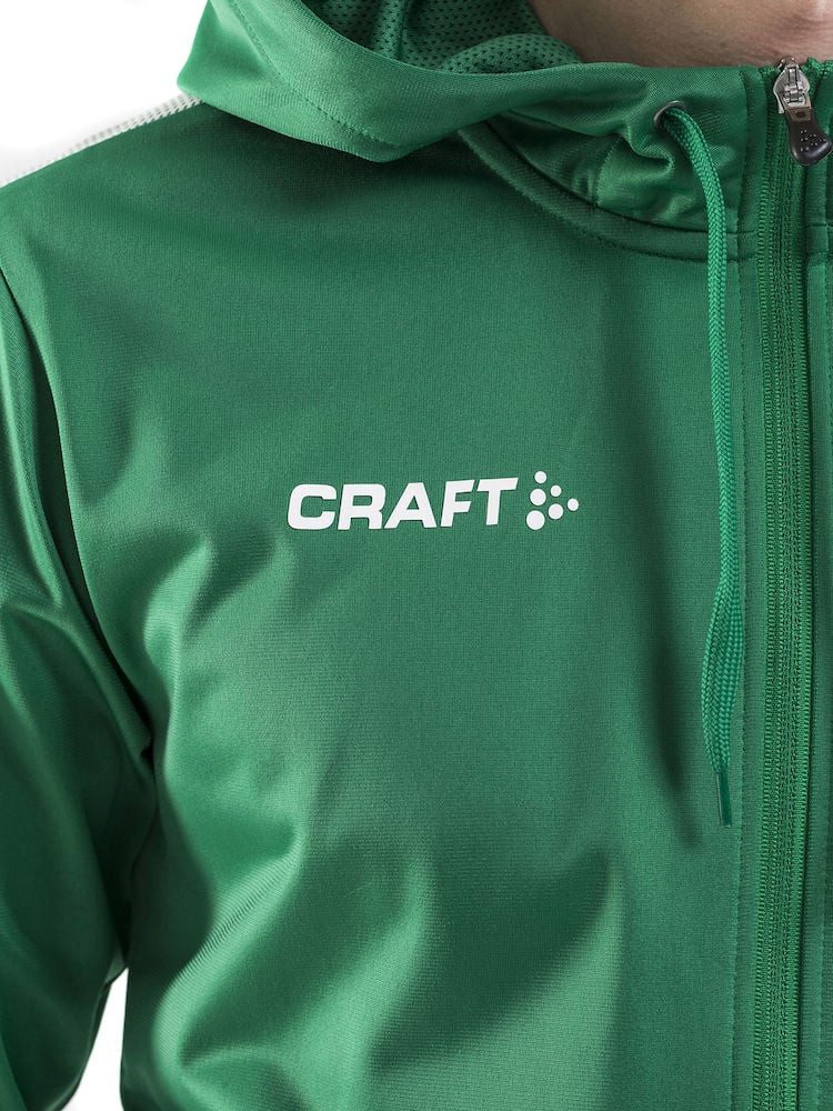 Craft Kapuzenpullover Hoodie Fullzip Pro Control grün/weiss Herren