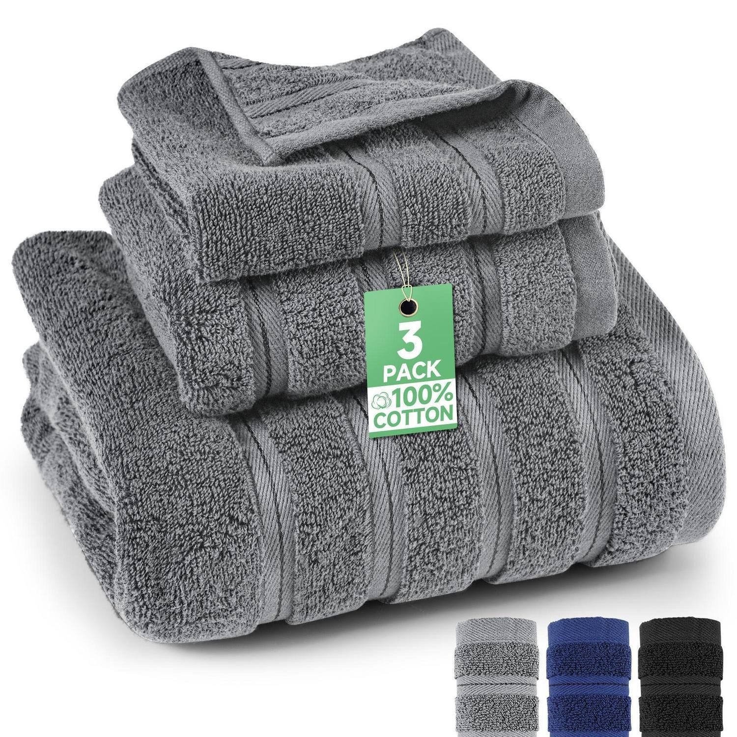 LuxusKollektion Handtuch Set Handtücher Set Baumwolle 3-teilig 70x140/35x75/35x35, (3-St)