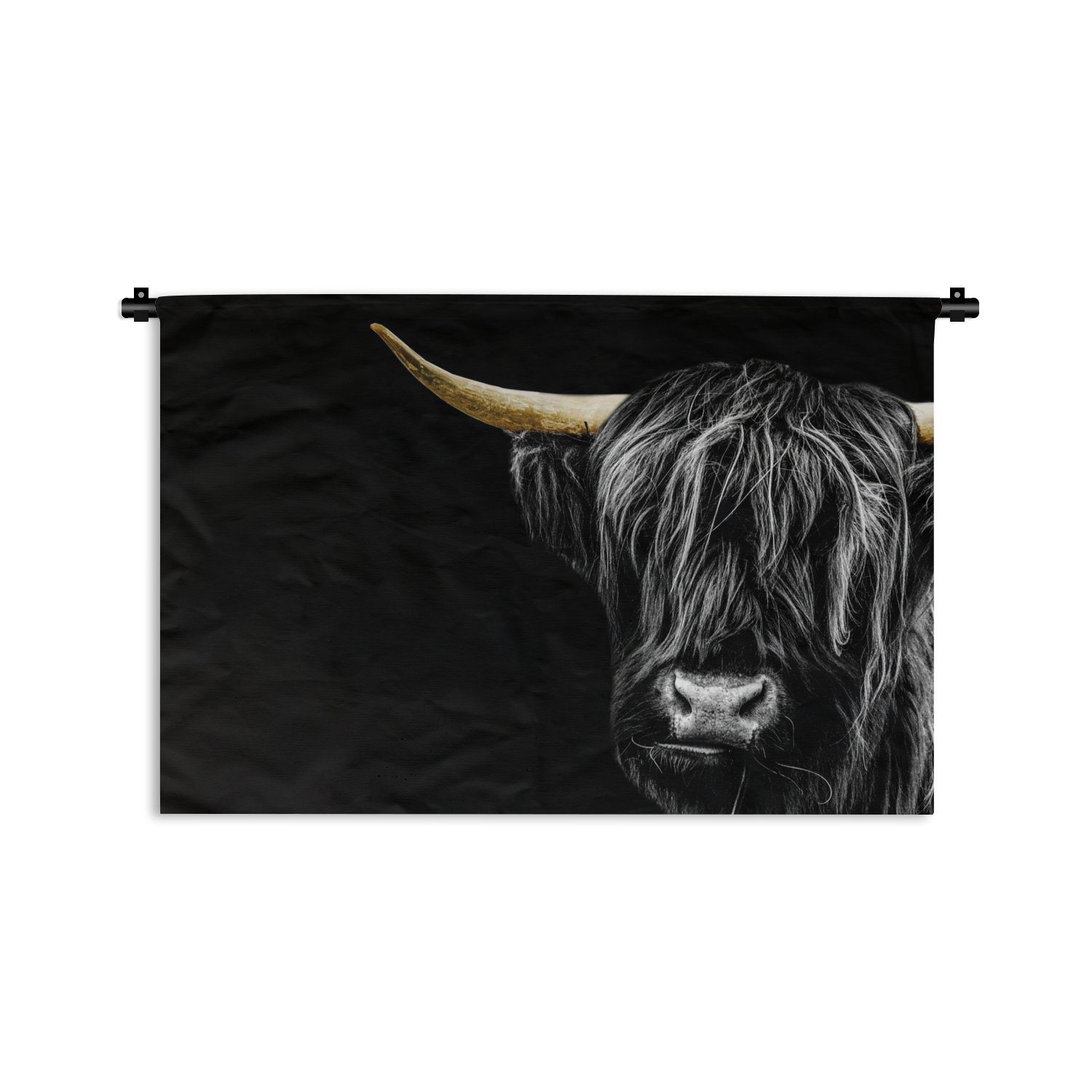 MuchoWow Wanddeko Kuh, - - Wandbehang, Tiere für - Gold - Wohnzimmer, Schottischer Mantel Schlafzimmer, Kleid, Highlander Kinderzimmer Wanddekoobjekt