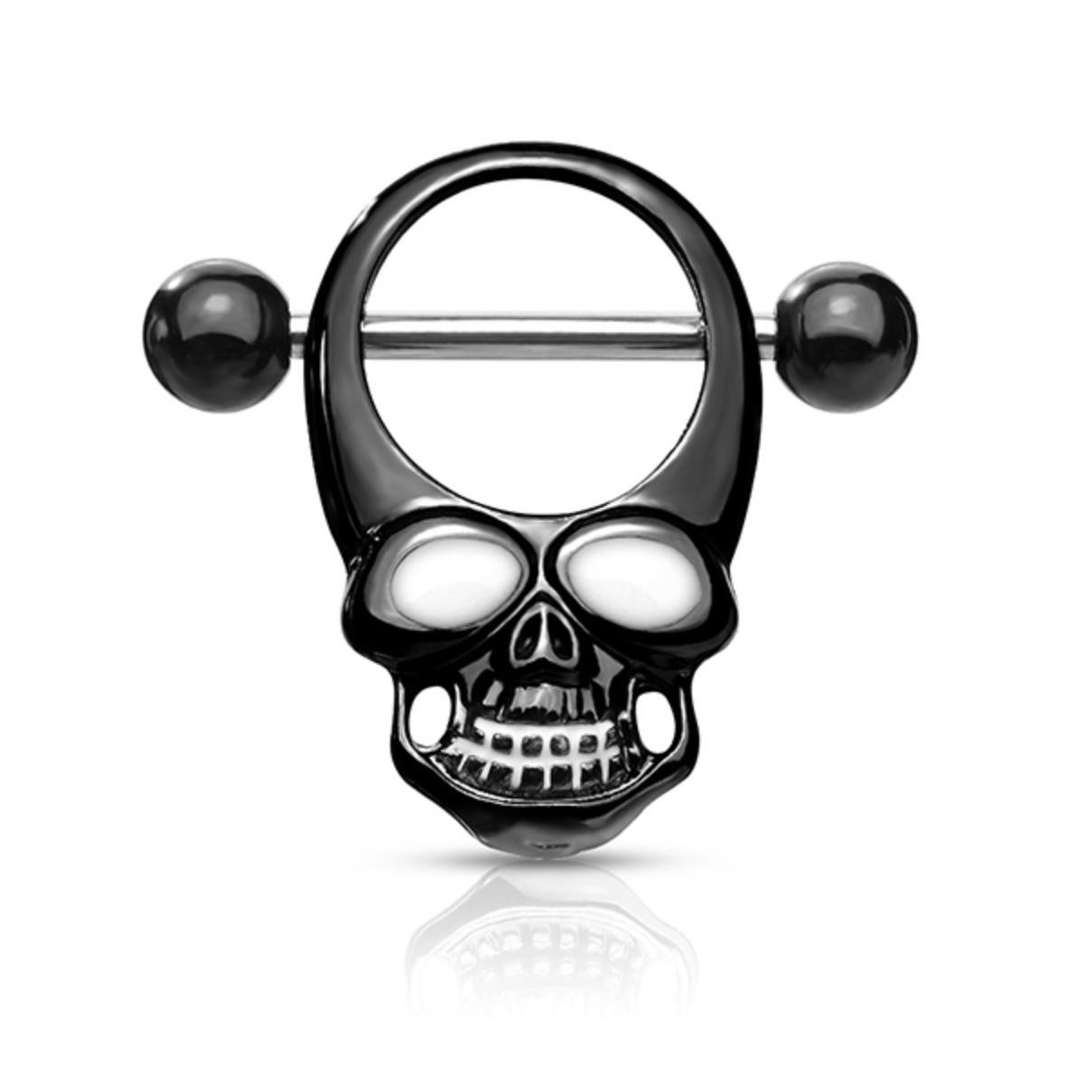 Order & Smile Schmuck Brustwarzenpiercing Brustwarzenpiercing „Totenkopf“: Nippelpiercing Schild 316L