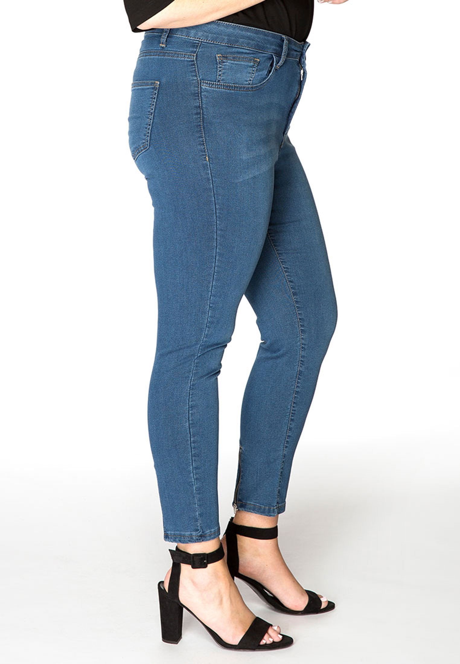 Yoek Große Größen High-waist-Jeans indigo