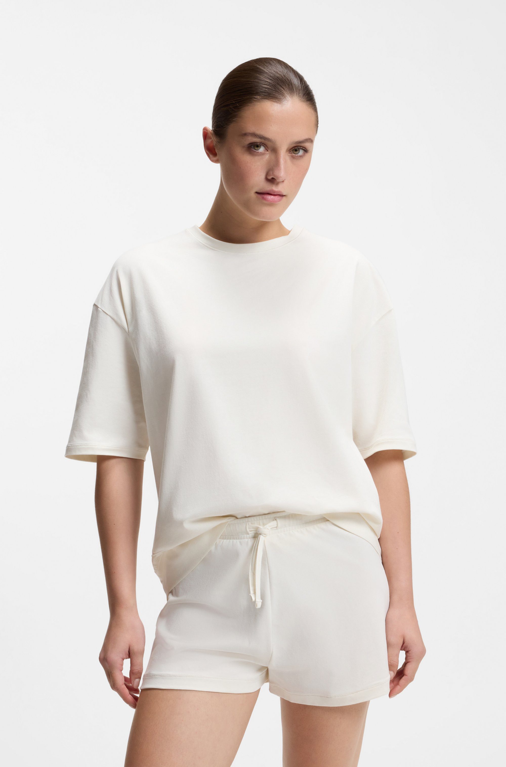 HUGO Pyjama MESH LOGO SHORT-SET (Set, 2 tlg) Stretch-Baumwolle im Relaxed Fit