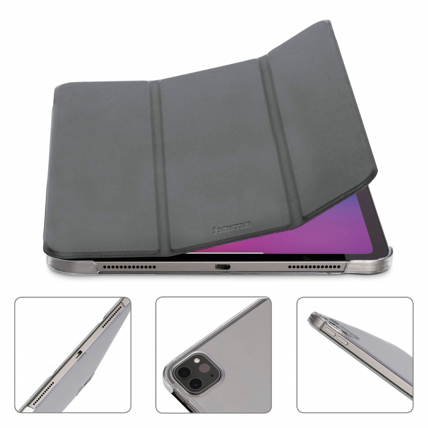 Hama Tablet-Hülle Smart Case Fold Clear Tasche Cover Hülle Grau, für Apple iPad Pro 11" 2020 2. Generation 2021 3. Gen. 2022 4. Gen.