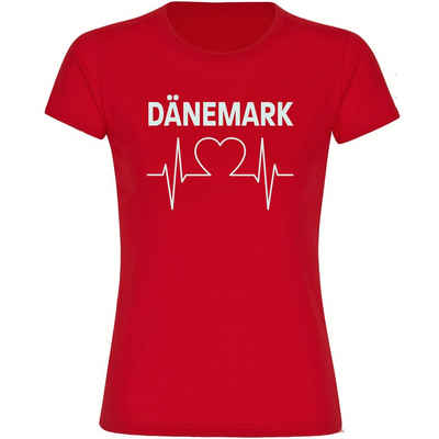 multifanshop T-Shirt Damen Dänemark - Herzschlag - Frauen