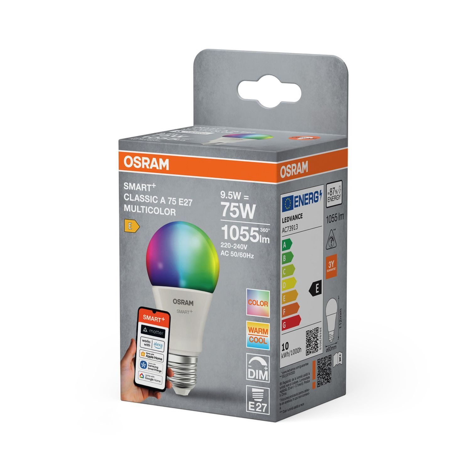Licht-Erlebnisse LED-Leuchtmittel LAMP, E27, Birne E27 RGB CCT 1055 lm Smart dimmbar via App Farbwechsel