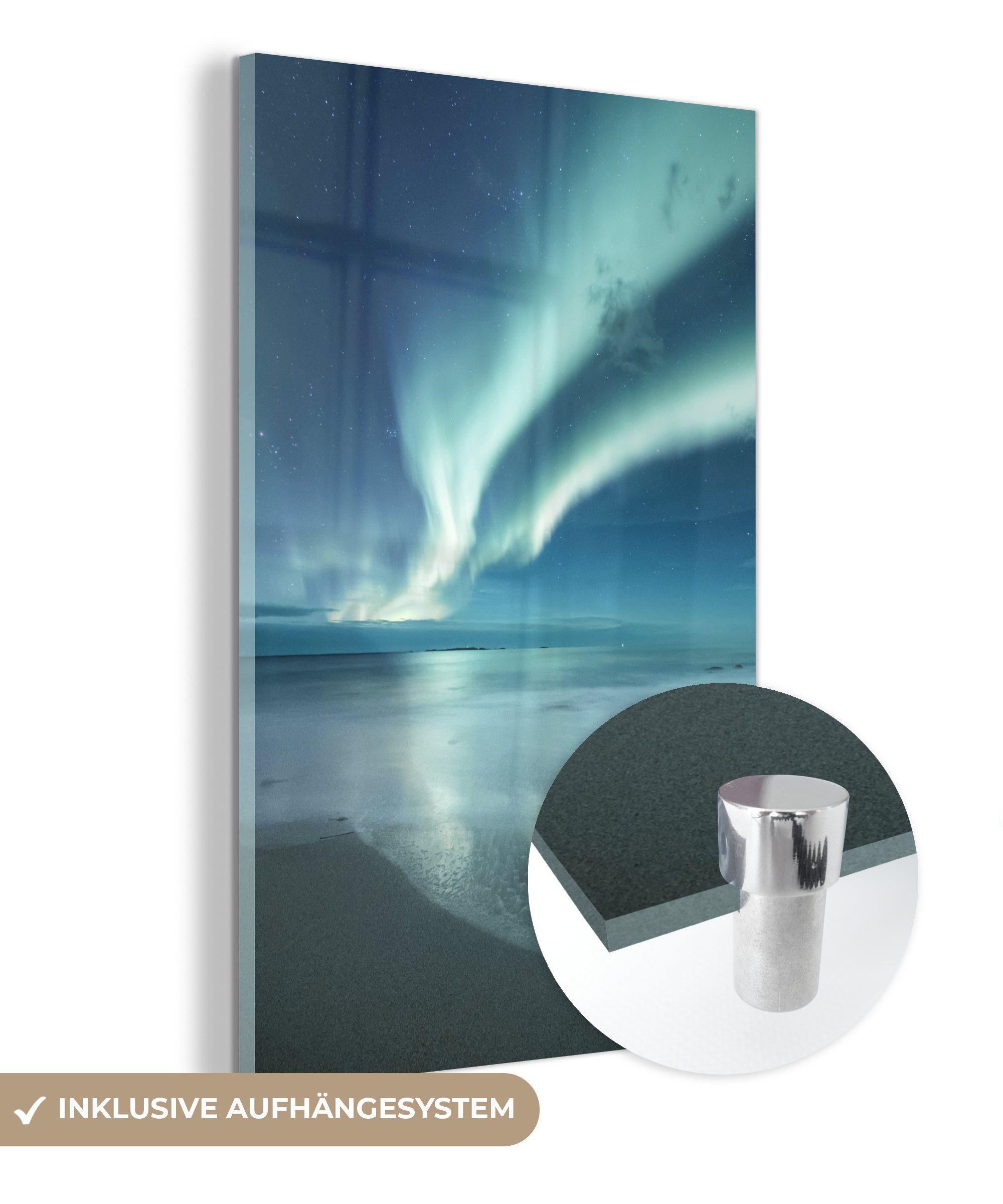 MuchoWow Acrylglasbild Nordlicht - Strand - günstig online kaufen
