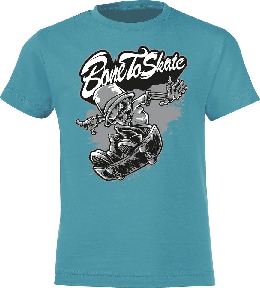 Baddery Print-Shirt Kinder Skateboard T-Shirt: Born to Skate? Bone to  Skate! - Skaten hochwertiger Siebdruck, aus Baumwolle