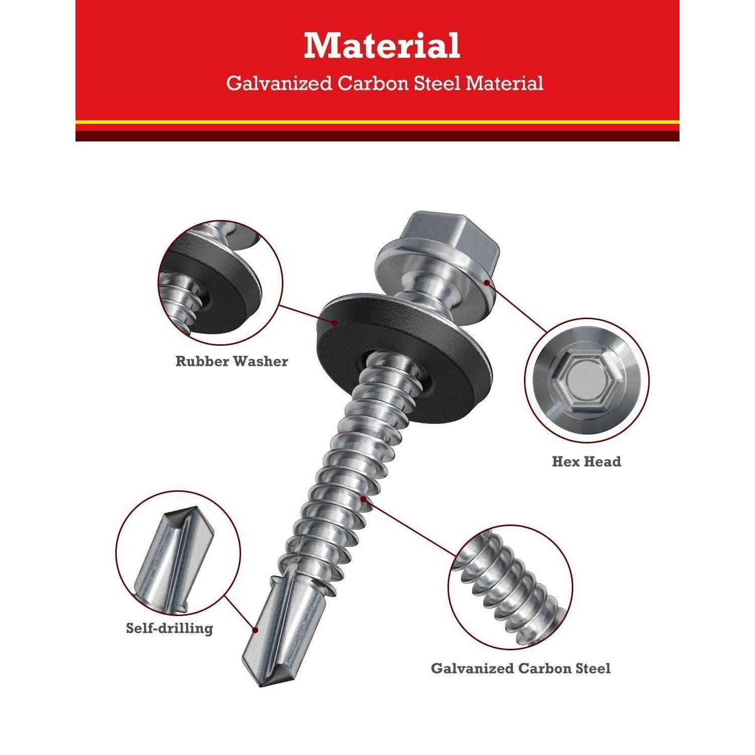 LuxusKollektion Spenglerschraube Trapezblechschrauben 200 Stück M4,8 selbstschneidend mit Dichtscheibe