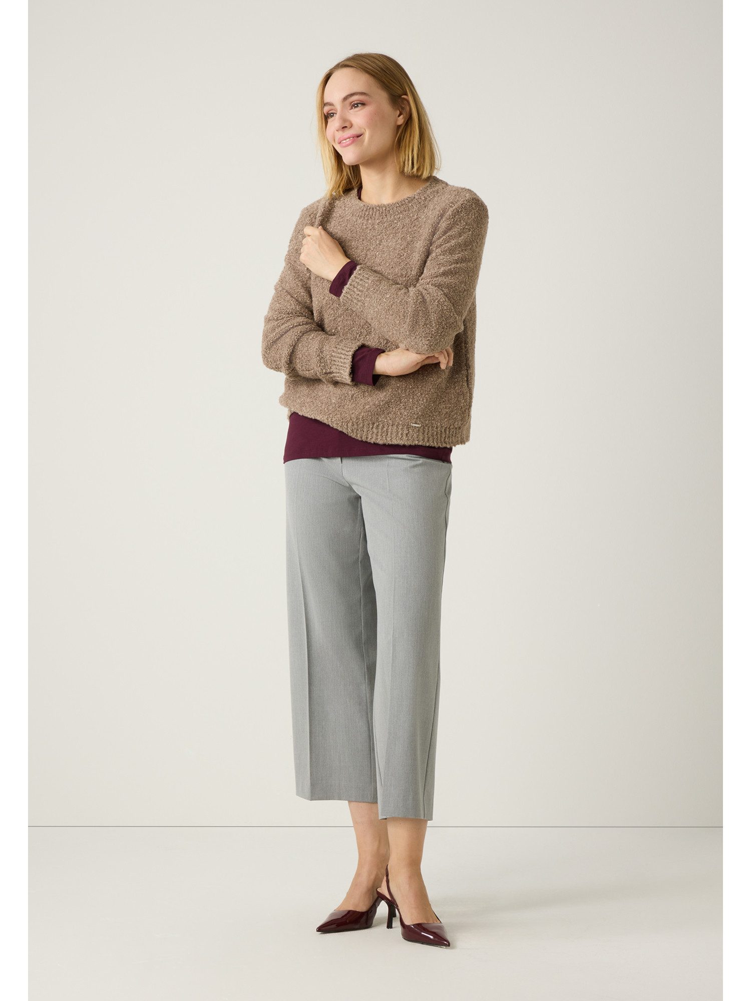 MORE&MORE Rundhalspullover Rundhalspullover mit Bouclé-Struktur günstig online kaufen