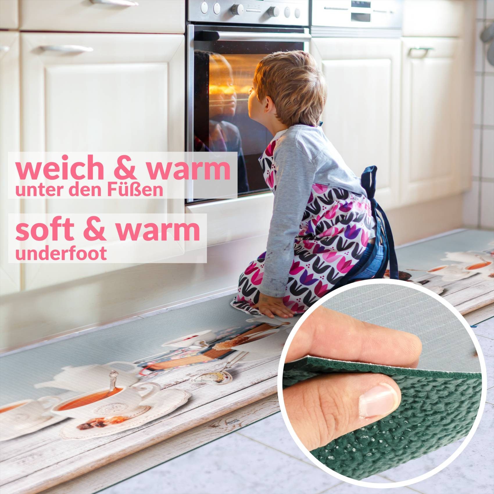 ANRO Küchenläufer Hochwertig GreenLine Flurläufer Teppichläufer Textil, Eckig, Höhe: 3 mm, Textil