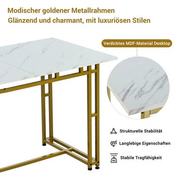 Ulife Essgruppe 1 Esstisch mit 4 Stühlen,Esszimmer Sitzgruppe, goldene Tischbeine, (5-tlg)