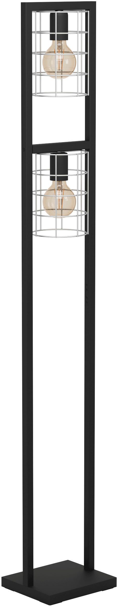 EGLO Stehlampe JUBILY, Leuchtmittel wechselbar, ohne Leuchtmittel, Stehleuchte in schwarz aus Stahl - exkl. E27 - 2X40W | Standleuchten