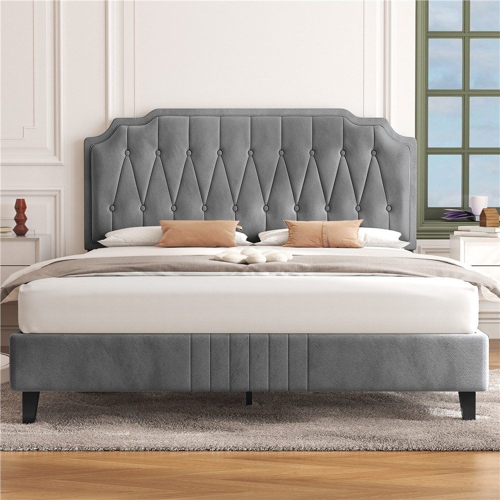 Yaheetech Polsterbett Bettgestell, Doppelbett 160 × 200 cm mit höhenverstel günstig online kaufen