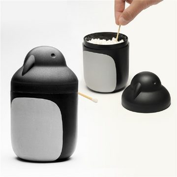 Qualy Design Aufbewahrungsbox Pinguin Behälter (Kunststoff, ca. Ø 8 x 13 cm, Schwarz-Weiß), Box zur Aufbewahrung in Bad & Küche