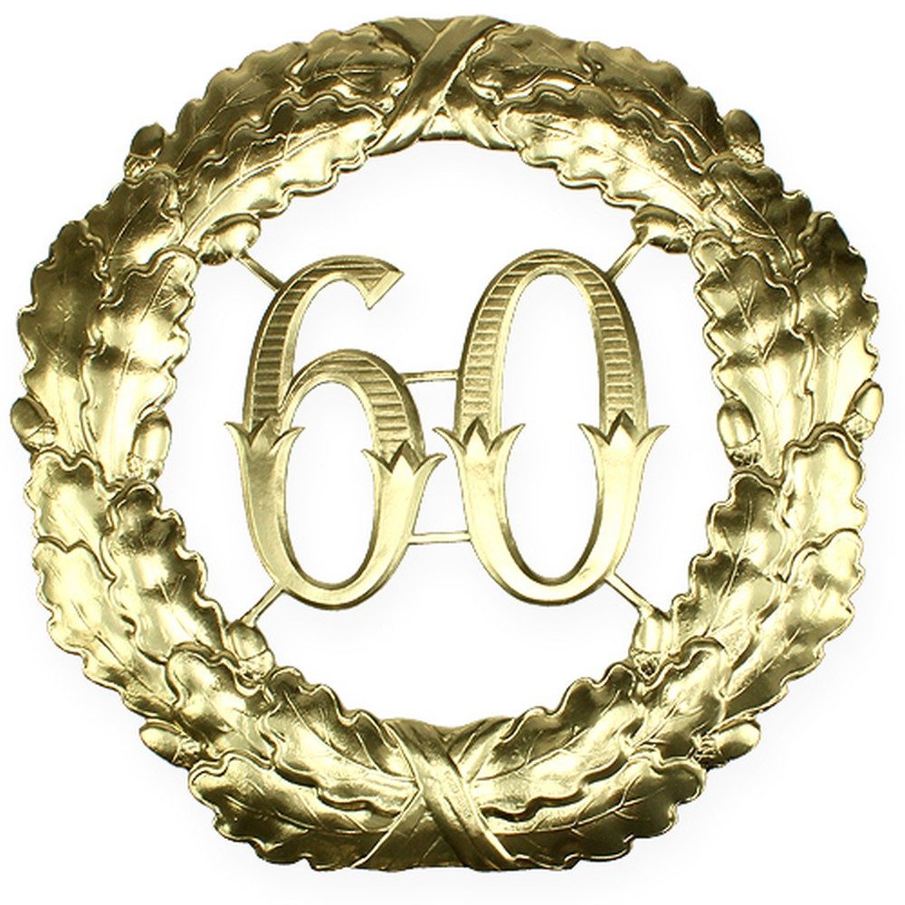 Viana Jubiläumskarte Geburtstagsdeko Goldene Jubiläumszahl "60" Ø40cm - Wanddeko &