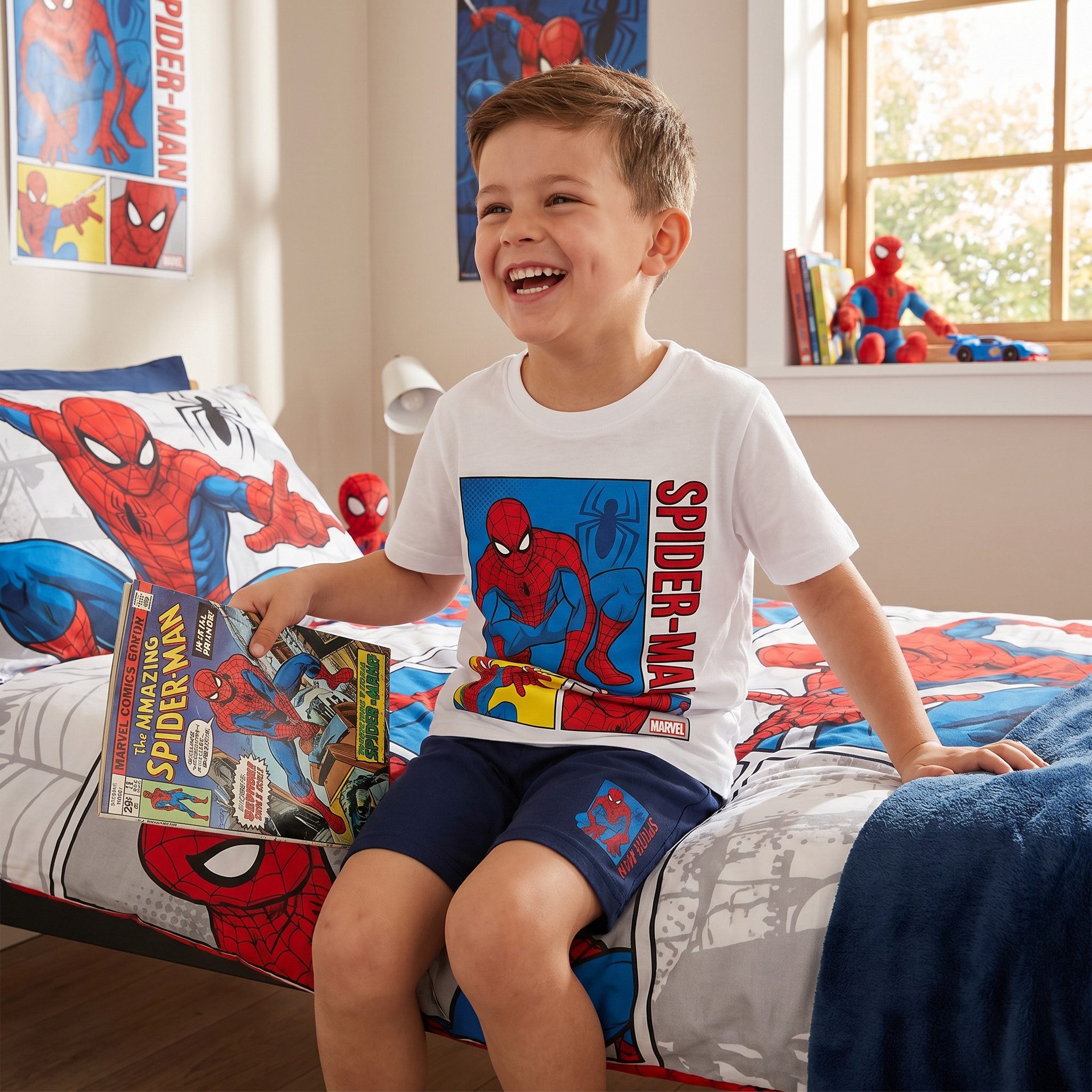 MARVEL Schlafanzug Marvel Spiderman Jungen Kinder Pyjama kurz Gr. 104 bis 134, Baumwolle