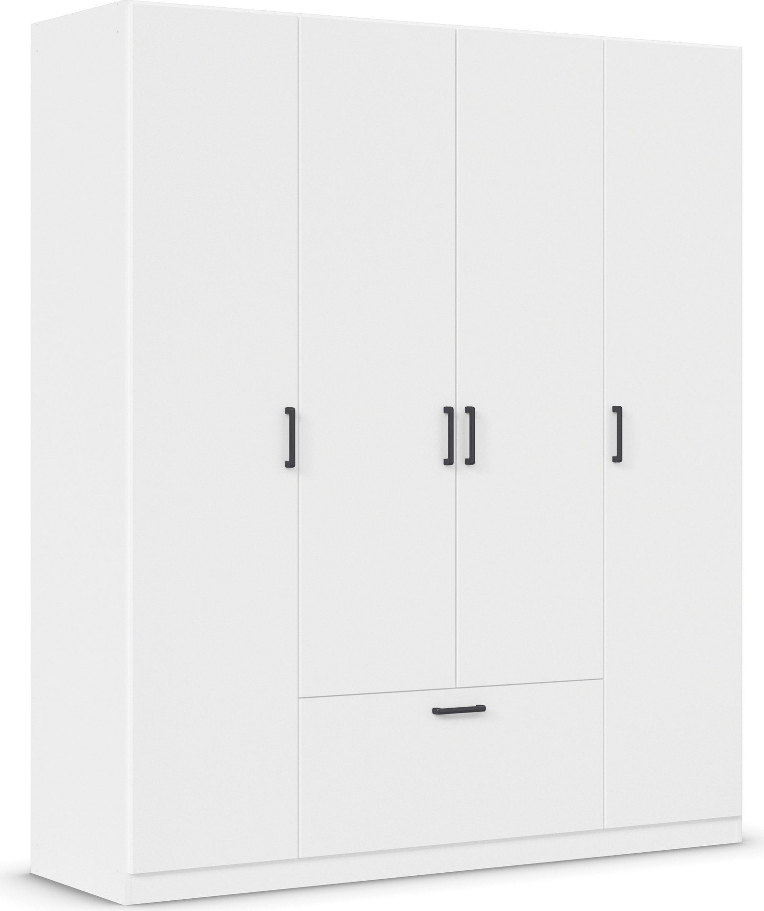 rauch Drehtürenschrank Kleiderschrank Schrank Garderobe Wäscheschrank BARI mit Schubasten mittig, moderner Griff in Graumetallic MADE IN GERMANY