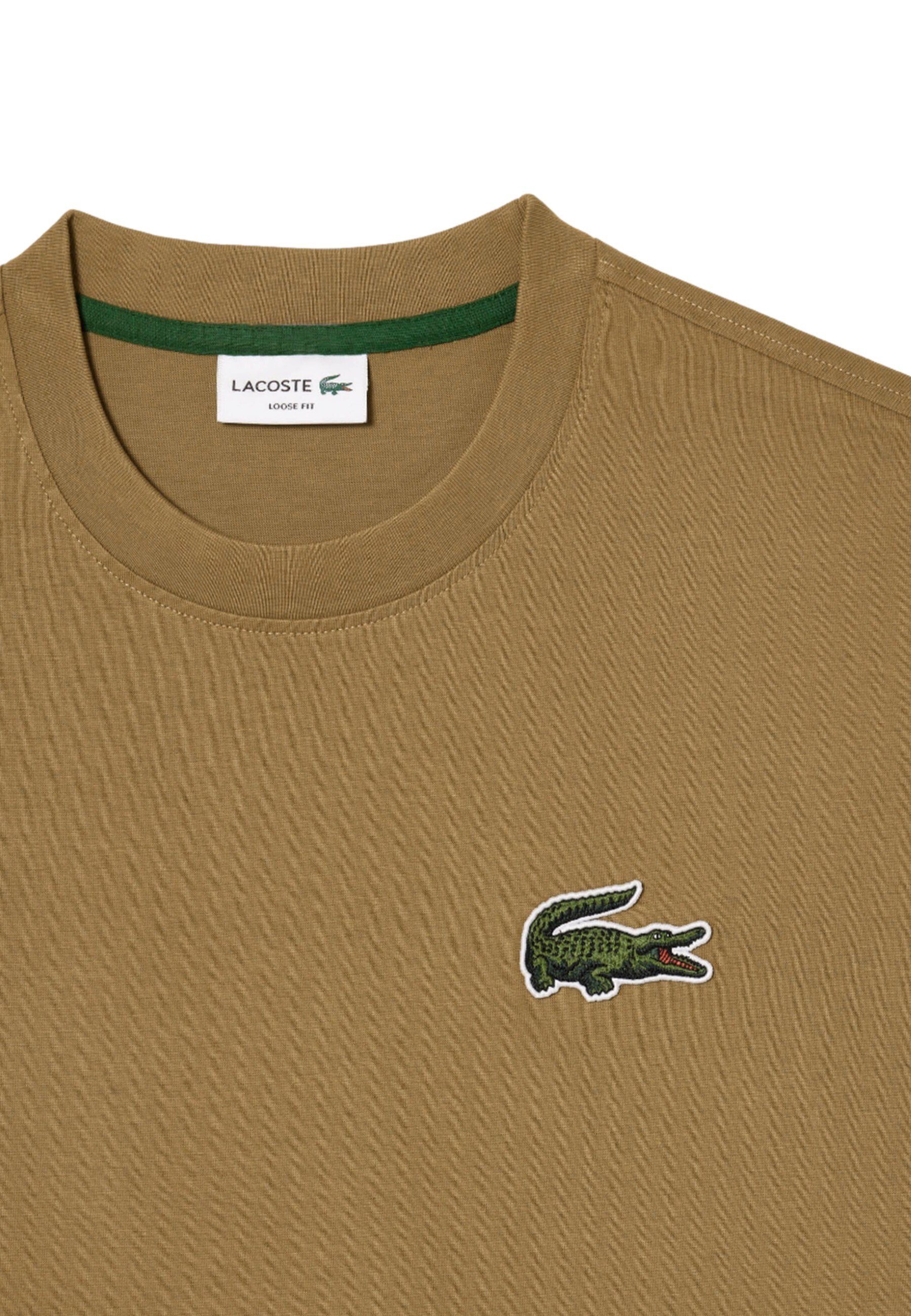 Lacoste T-Shirt Shirt Unisex aus (1-tlg) Krokodil-Applikation T-Shirt (22) camel mit