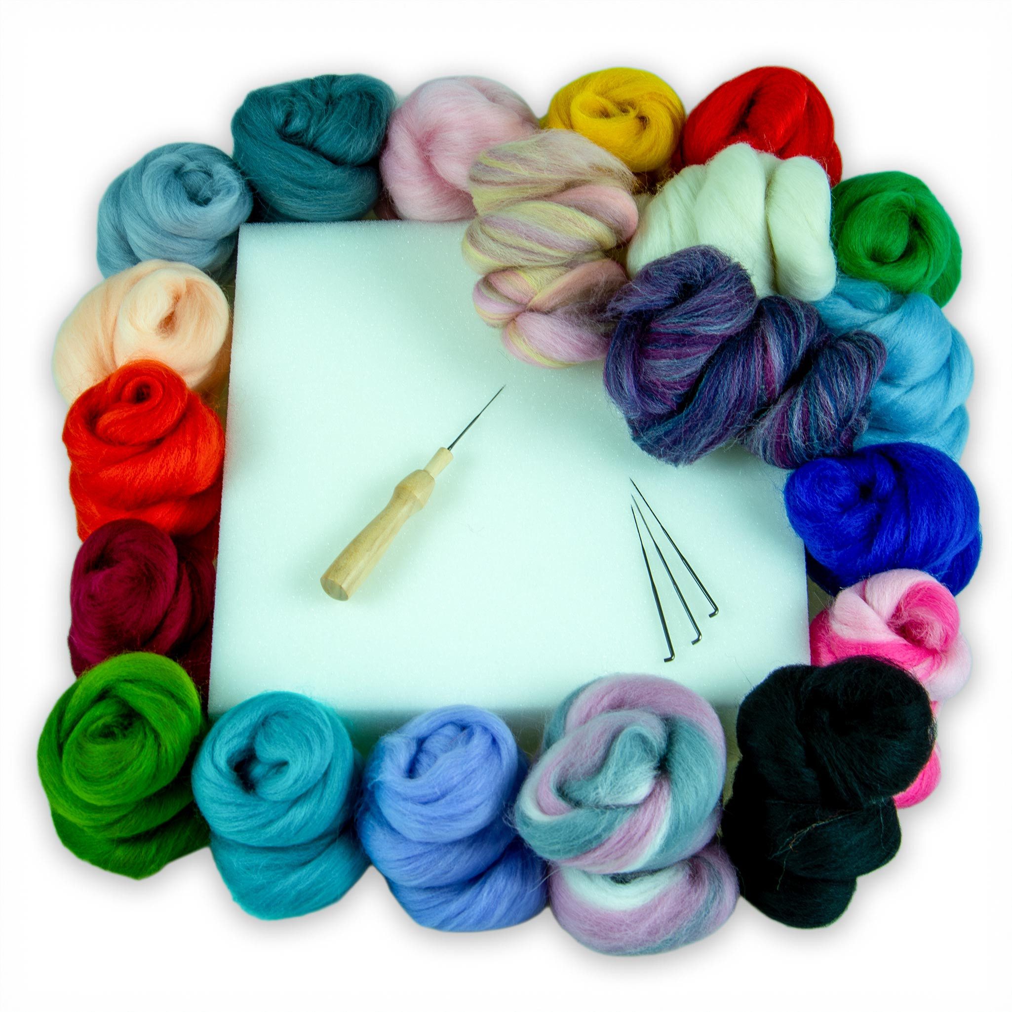 maDDma Märchenwolle-Set mit 20 Farben und Filz-Zubehör Farbmix 2 Bastelgarn, 8 m (Sparpaket, 1-St)