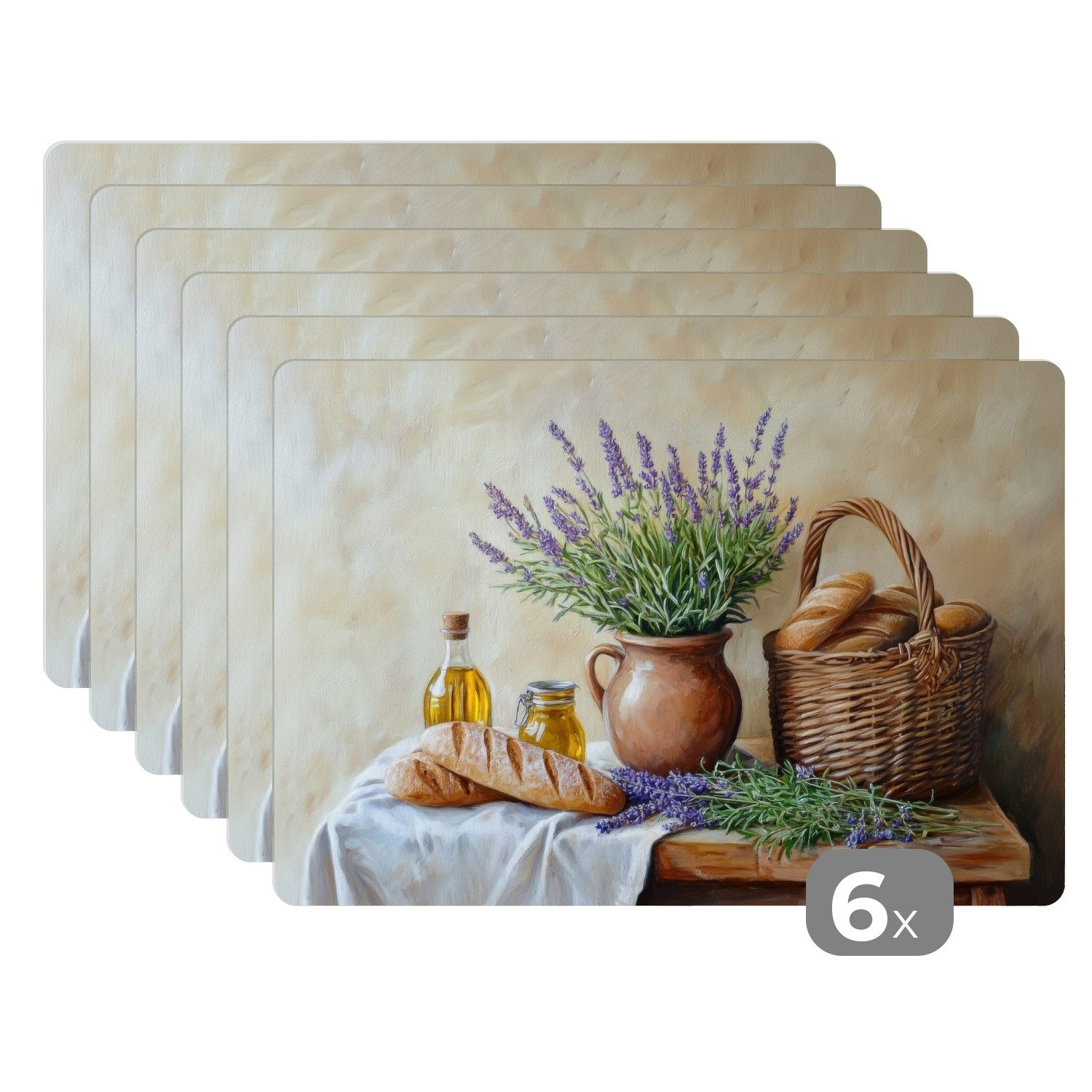 MuchoWow Platzset Lavendel - Brot - Stilleben, (6-St), Platzsets, Tischset, günstig online kaufen