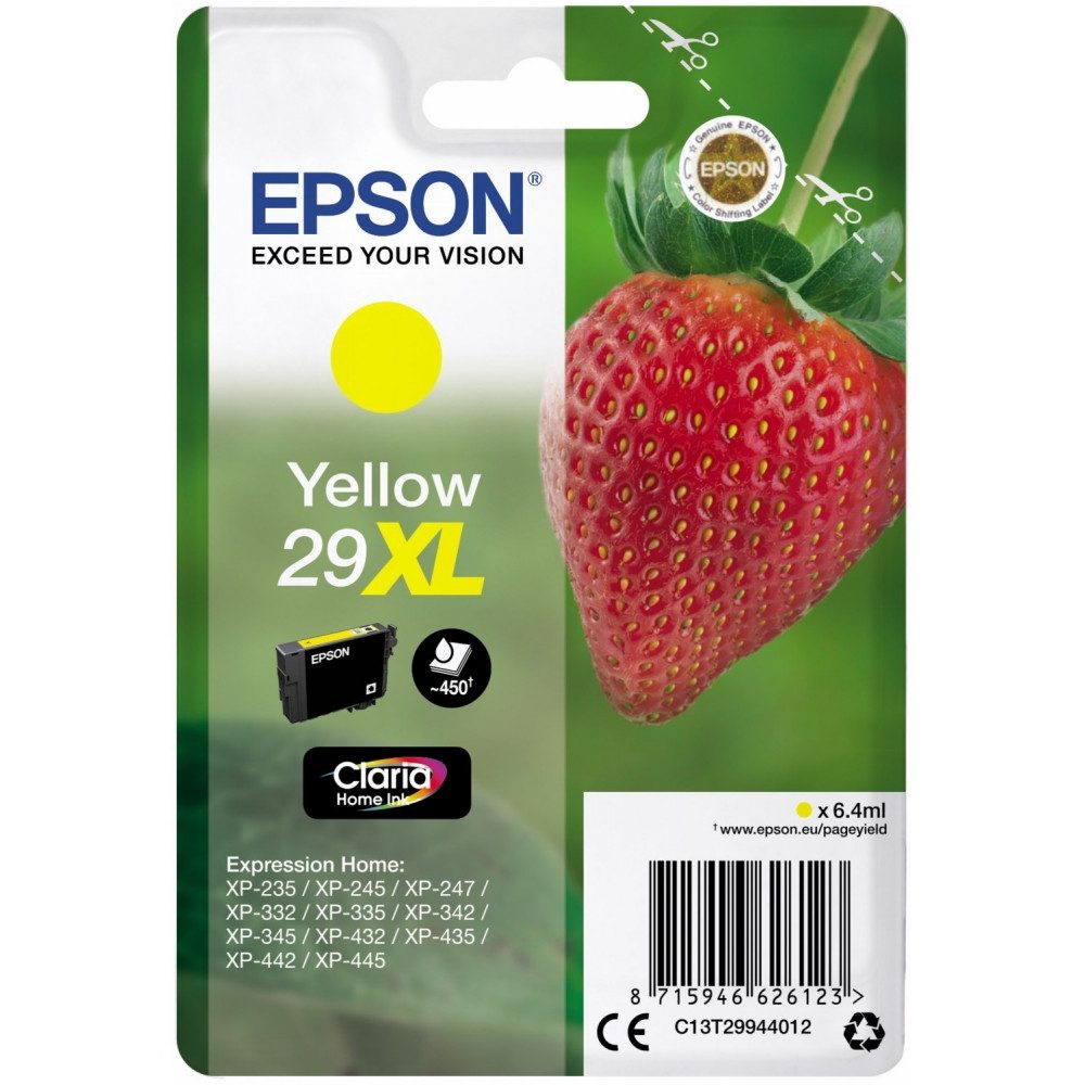 Epson Epson 29XL Claria Home Tintenpatrone gelb - Tintenpatrone. Tintenpatrone (Echt/Original, Vielseitiges Tintenset für gestochen scharfe Texte und brillante Fotos)