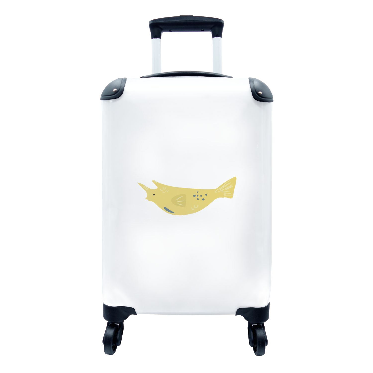MuchoWow Handgepäckkoffer Pastell - Fisch - Gelb, 4 Rollen, Reisetasche mit rollen, Handgepäck für Ferien, Trolley, Reisekoffer