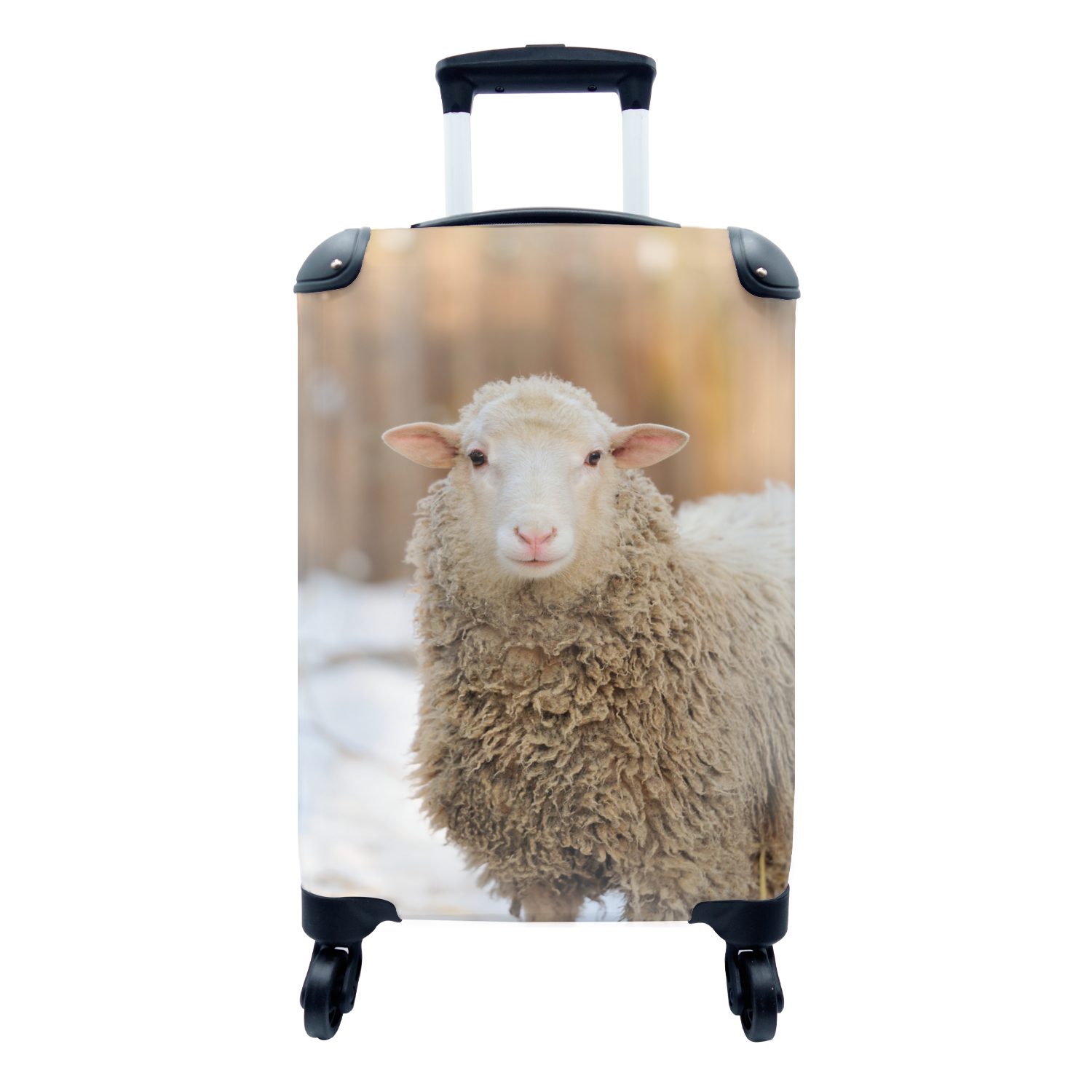 MuchoWow Handgepäckkoffer Schafe - Schnee - Wolle, 4 Rollen, Reisetasche mit rollen, Handgepäck für Ferien, Trolley, Reisekoffer