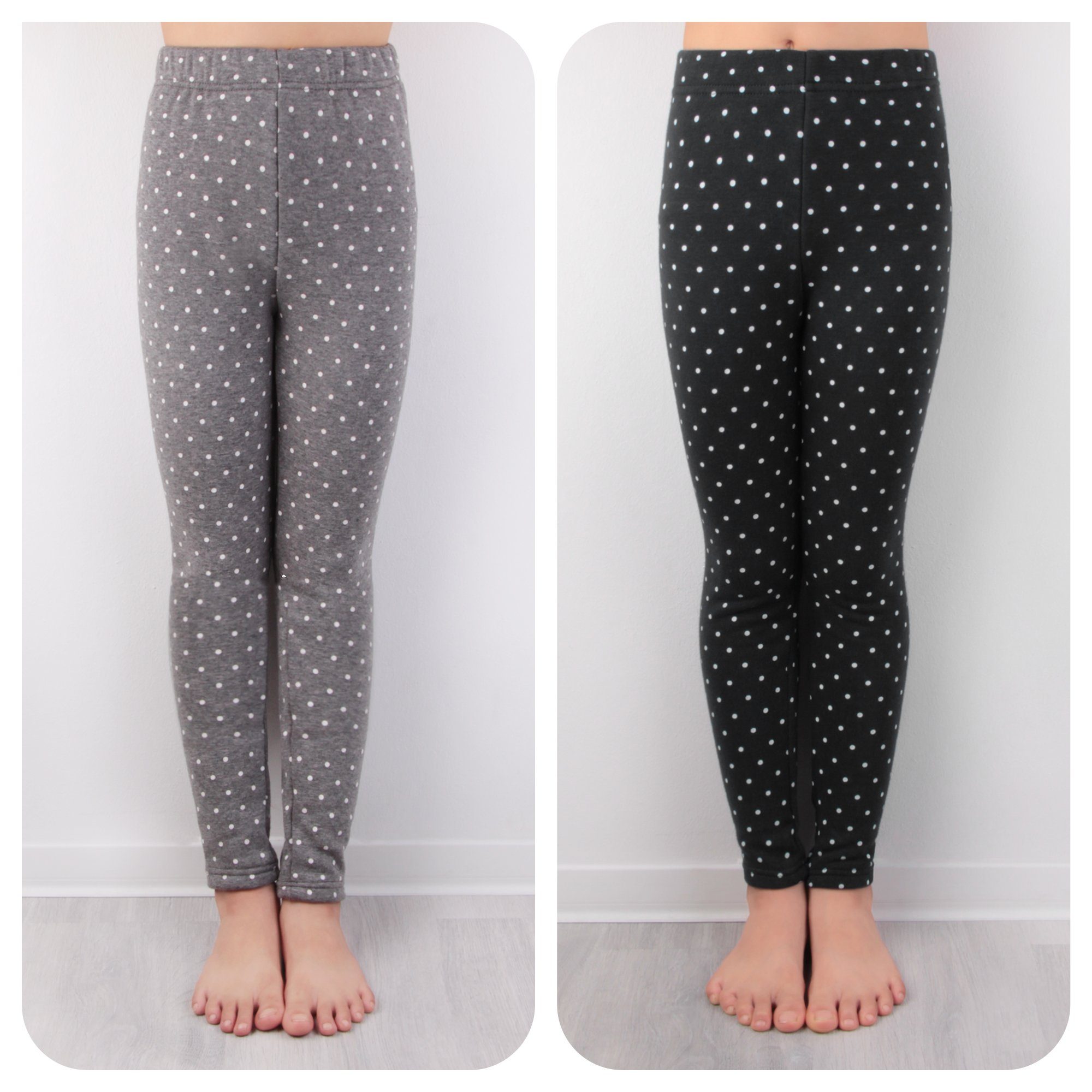 L&K-II Thermoleggings 4603 (1/2/3er-Pack, 2-tlg., 2er-Pack) gefütterte Winter Leggings Mädchen mit Punktmuster – Bild 5 von 5