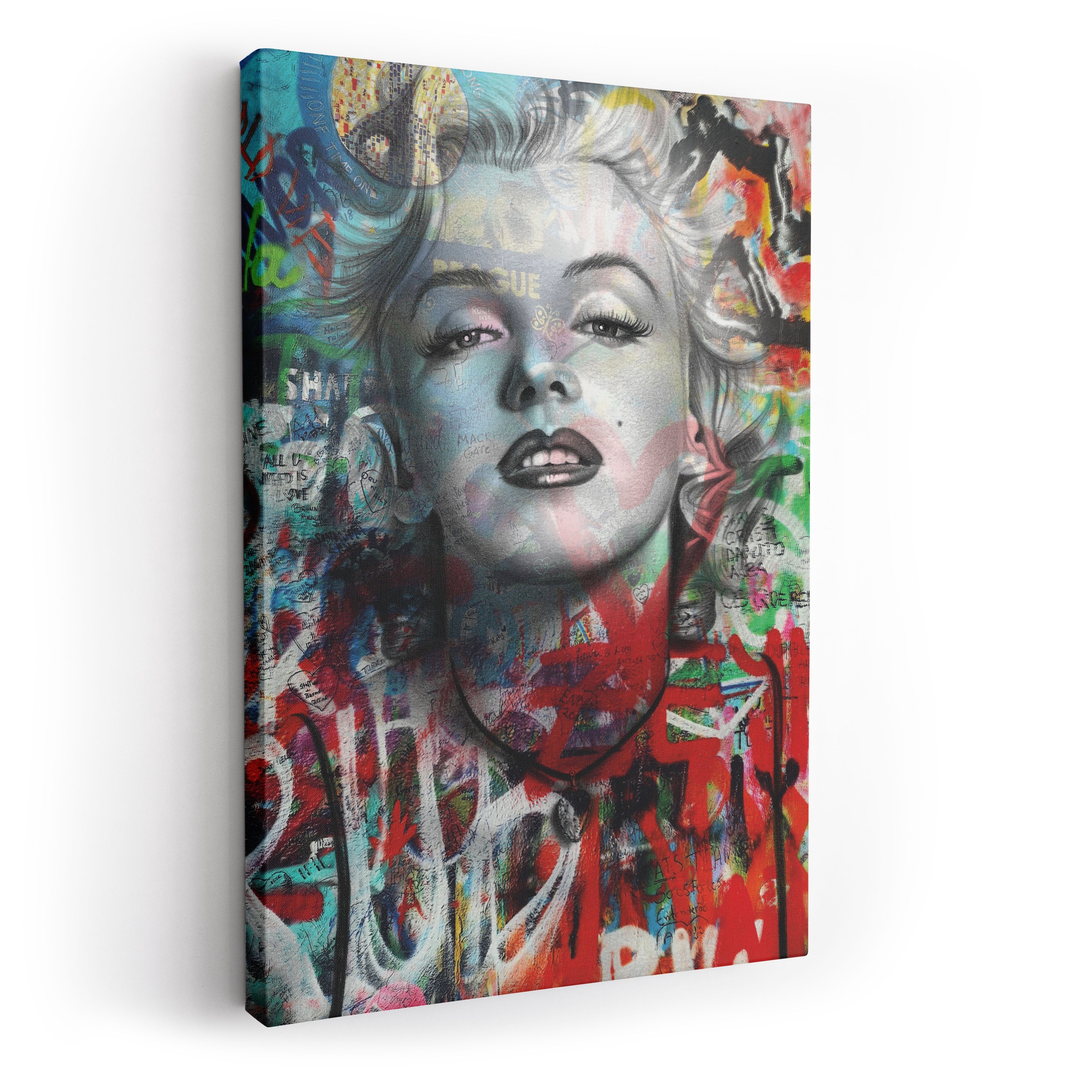 Art, Monroe Graffiti gerahmte Wall Größen, Premium Poster als Art, moderne Wandbilder 4 - XXL-Wandbild Bild, ArtMind in & Kunst Marilyn Leinwand