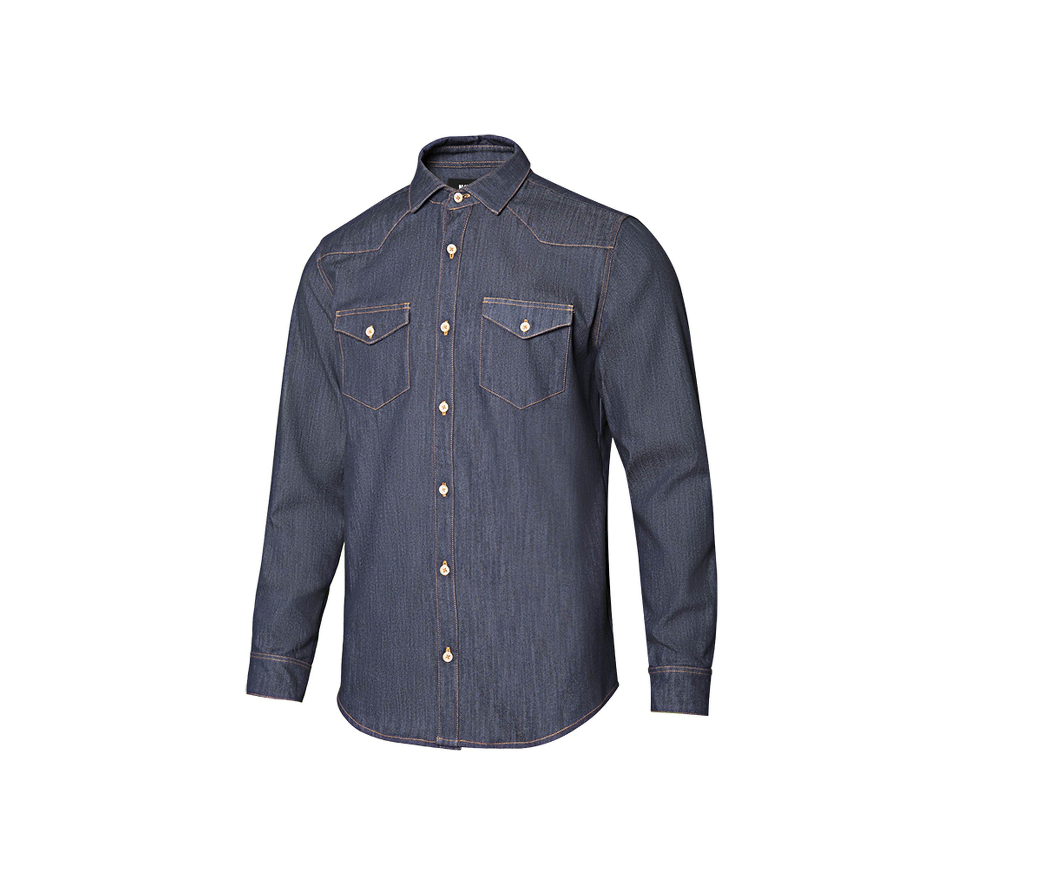 Velilla Jeanshemd Herren Stretch Langarm mit 2 Brusttaschen
