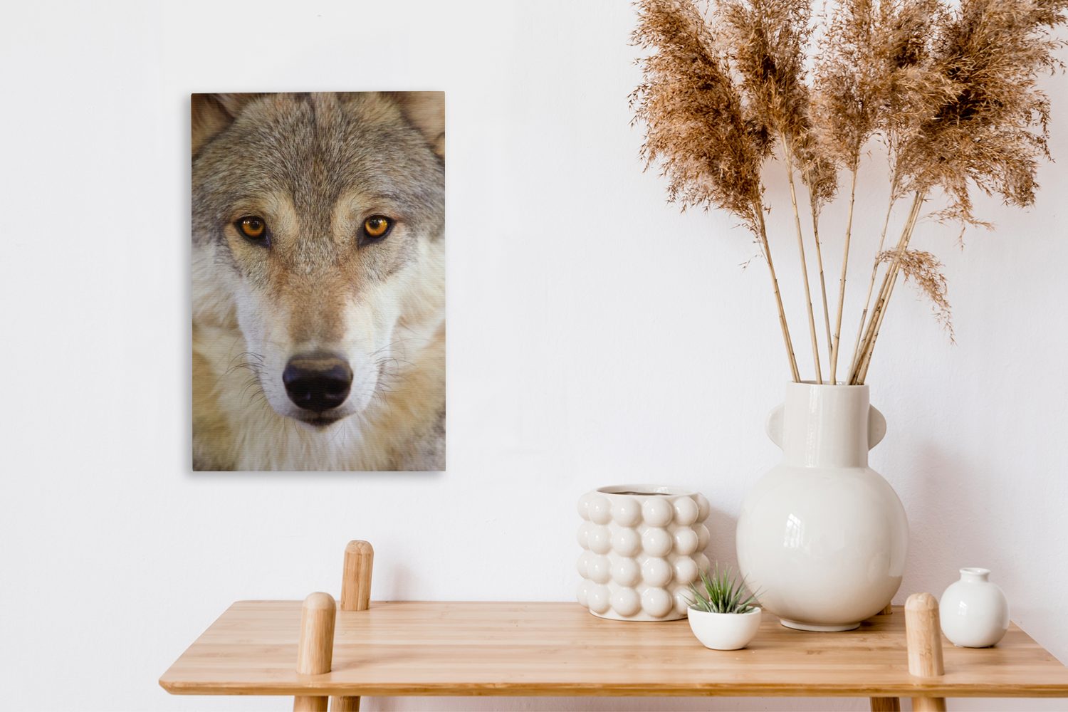 OneMillionCanvasses® Leinwandbild Wolf - Tiere fertig inkl. Leinwandbild cm - (1 Zackenaufhänger, 20x30 Braun, Gemälde, bespannt St)